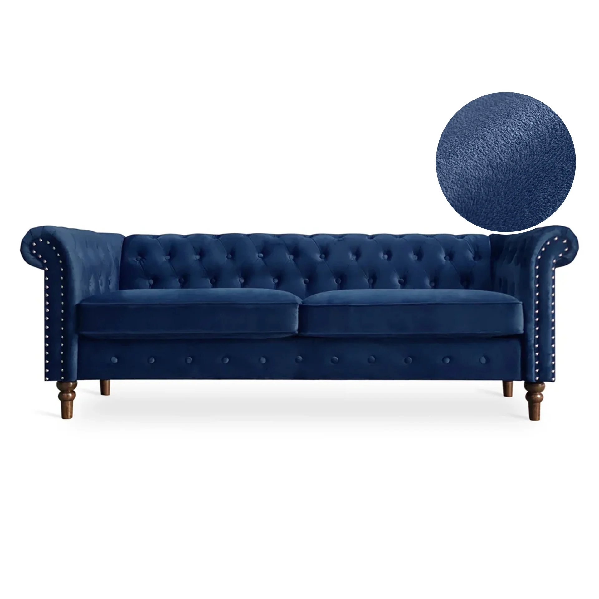 Chesley Velvet 3 Seater Sofa - Navy Blue - Image 8
