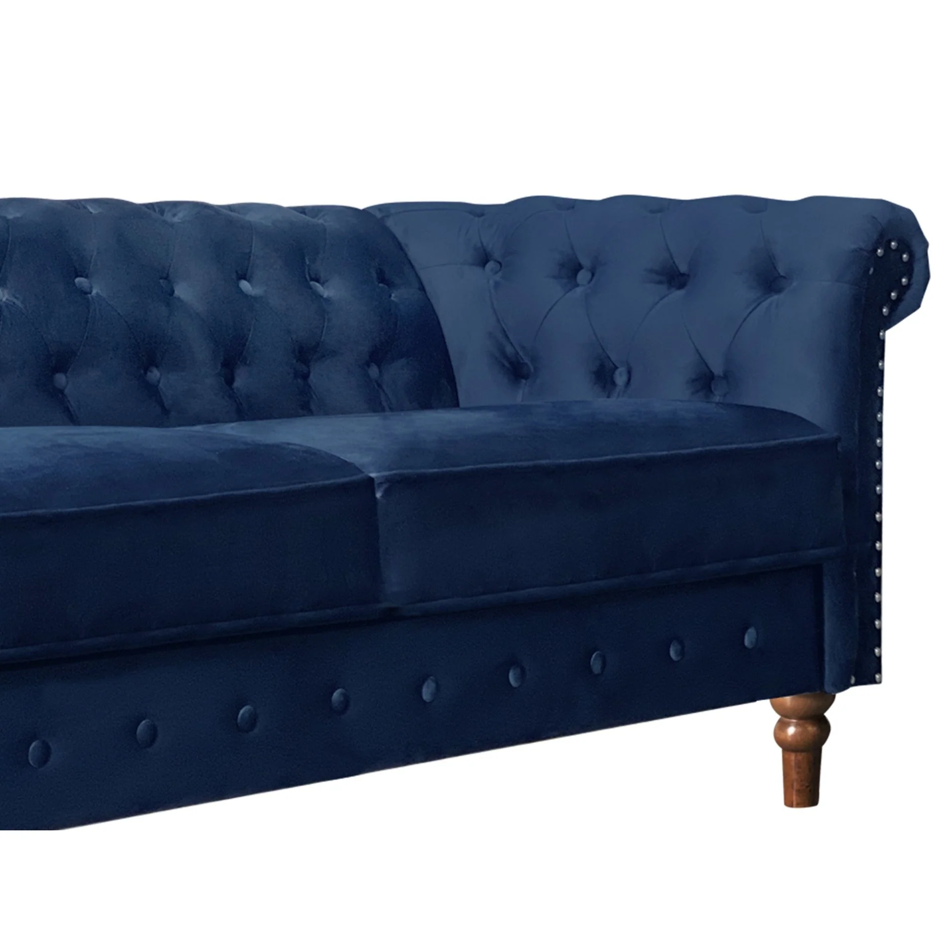 Chesley Velvet 3 Seater Sofa - Navy Blue - Image 9