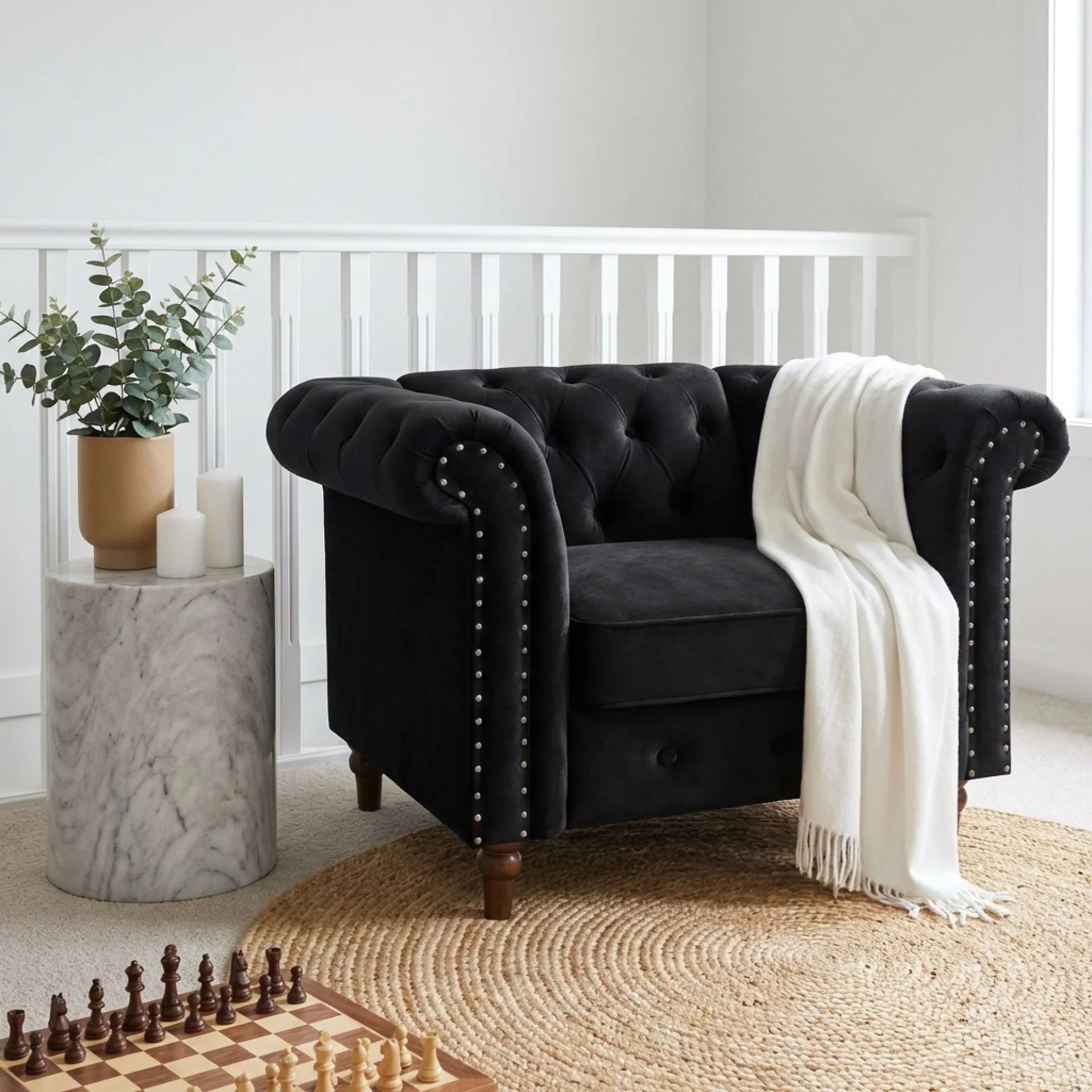 Chesley Velvet Occasional Chair - Black - Image 4