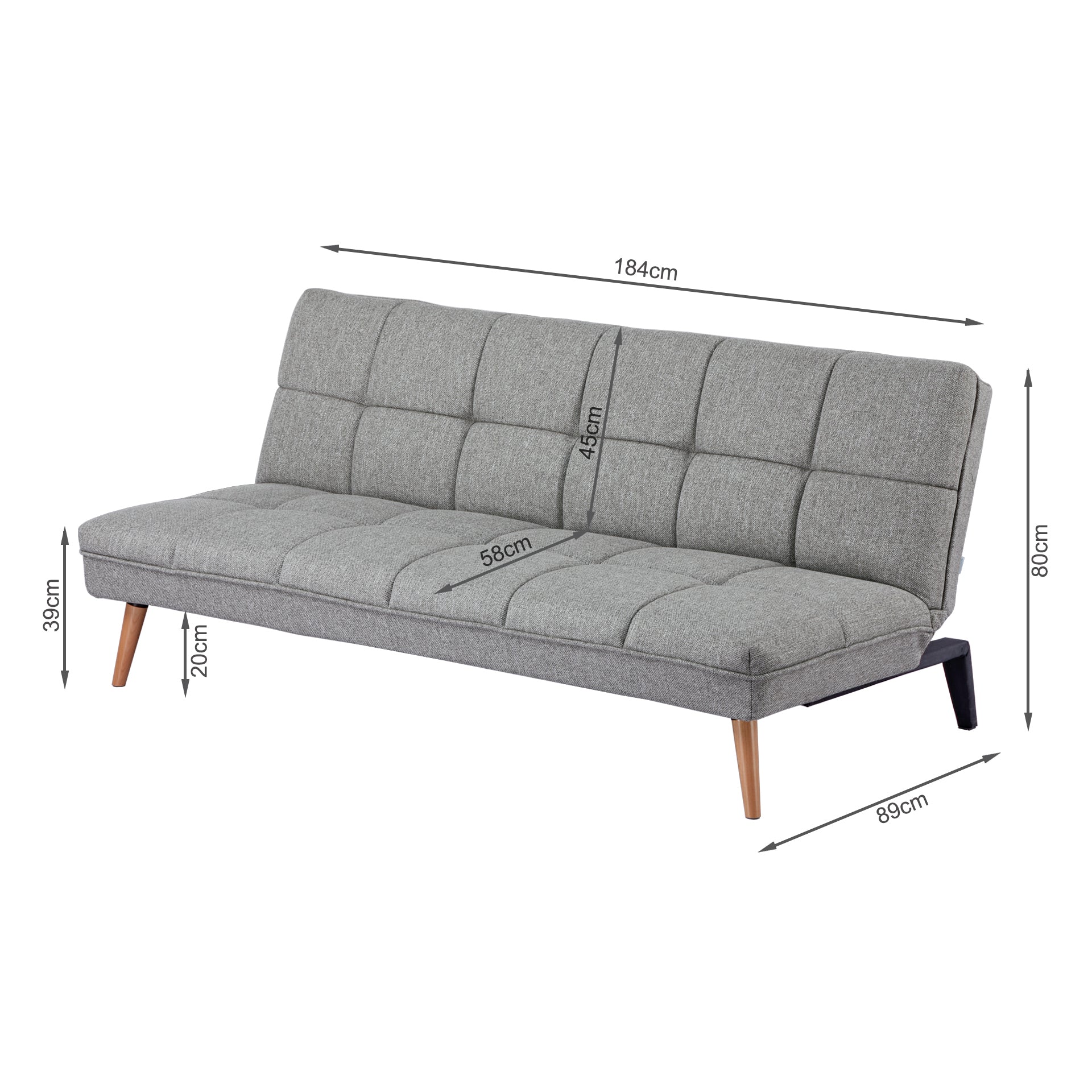 Chile 3 Seater Sofa Bed - Light Grey - Image 16