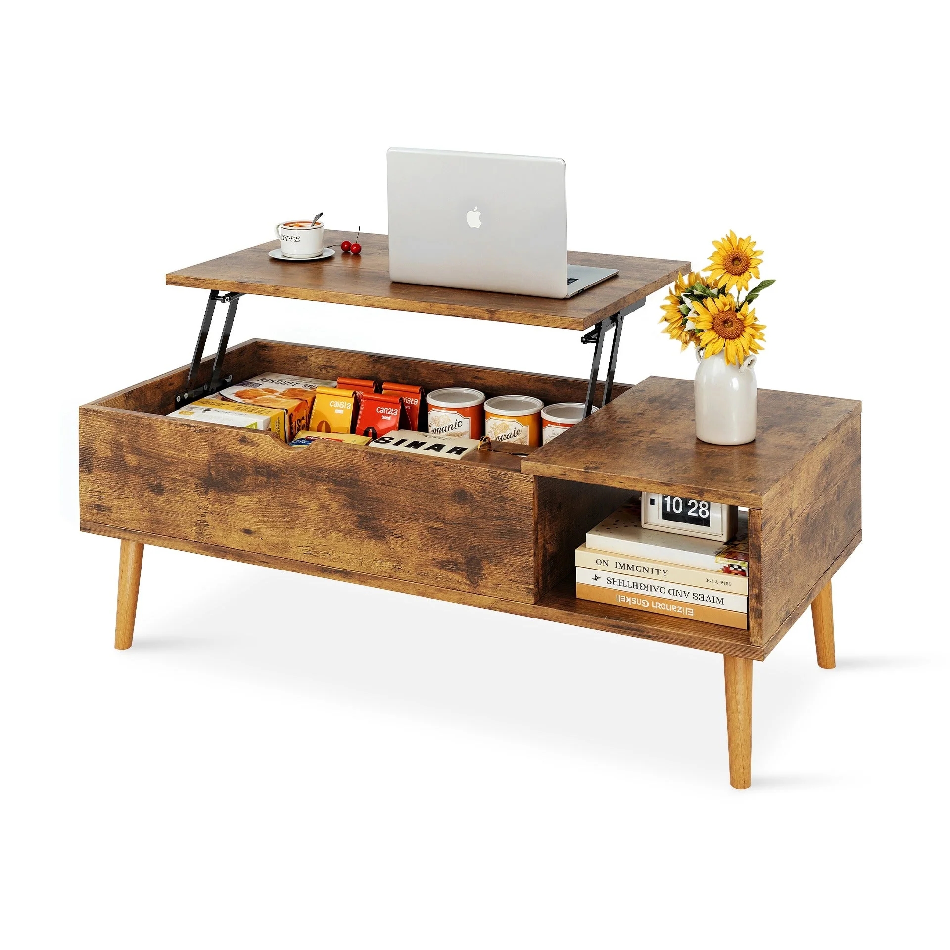 Chilwa Lift Top Coffee Table - Rustic Brown - Image 8