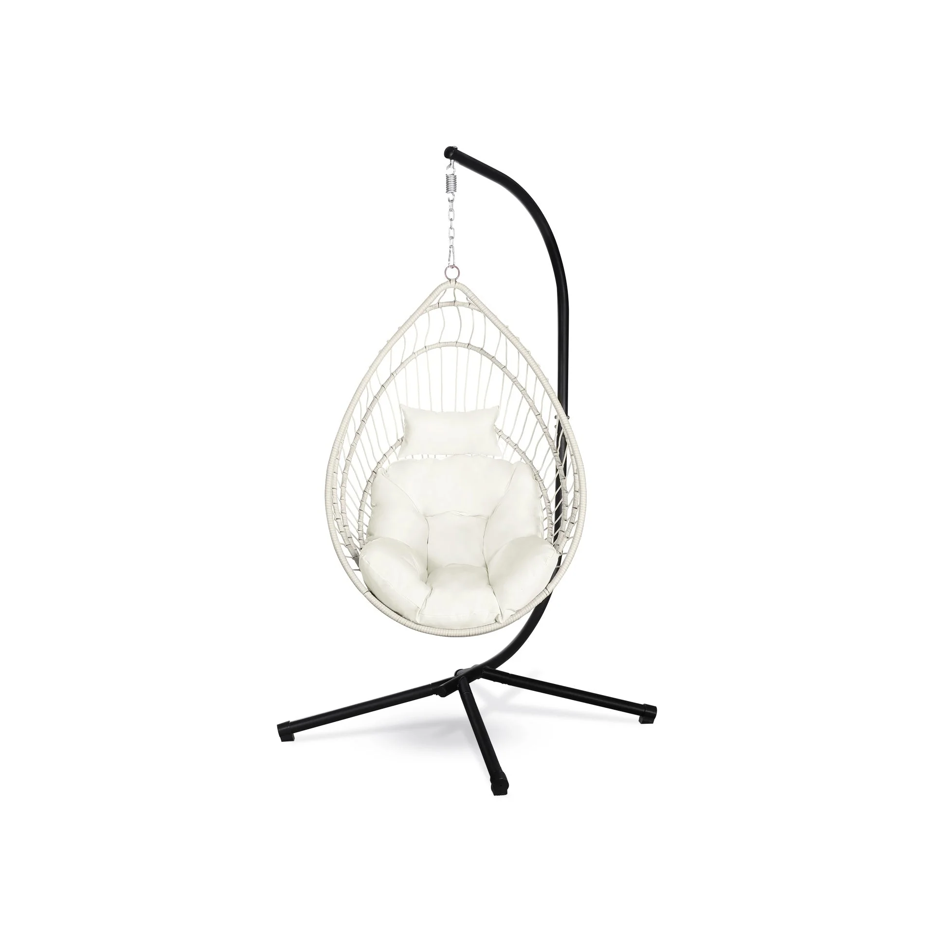 Chios Outdoor Hanging Egg Chair - Natural + White - Image 3