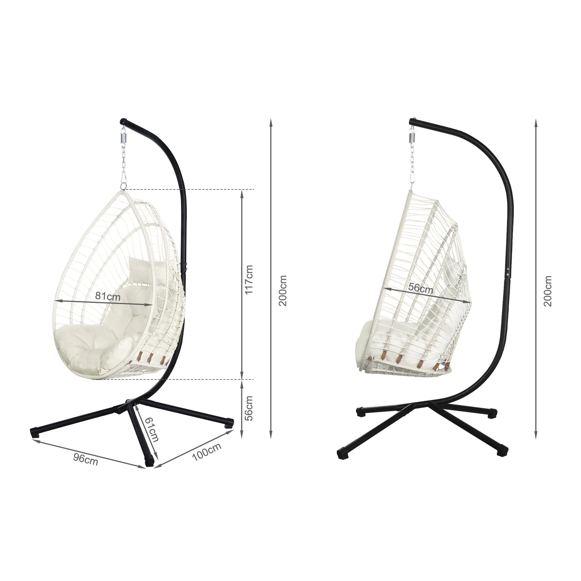Chios Outdoor Hanging Egg Chair - Natural + White - Image 7