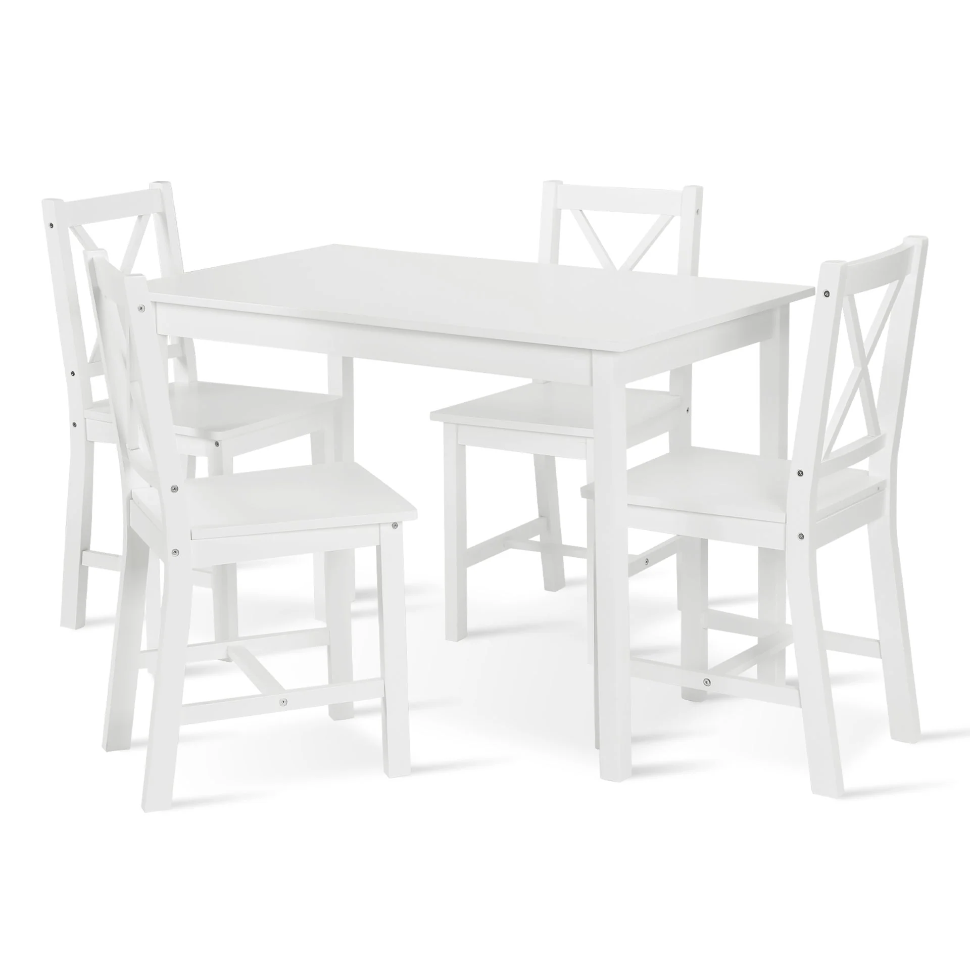 Chloe 5-Piece Solid Pine Wood Dining Set - White - Image 6