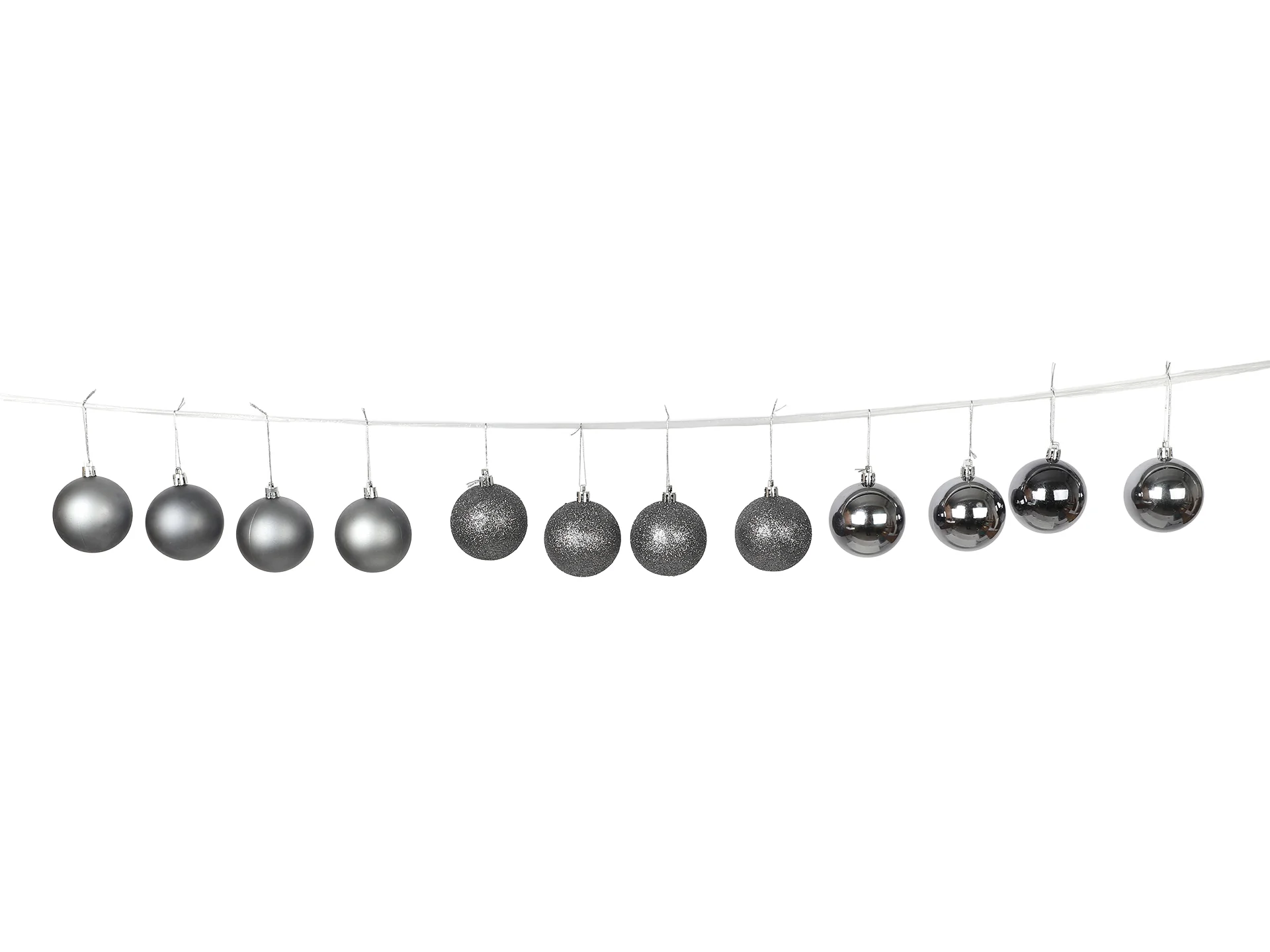 Christmas Ball  Ornament 12pcs Set 6cm Metallic Grey