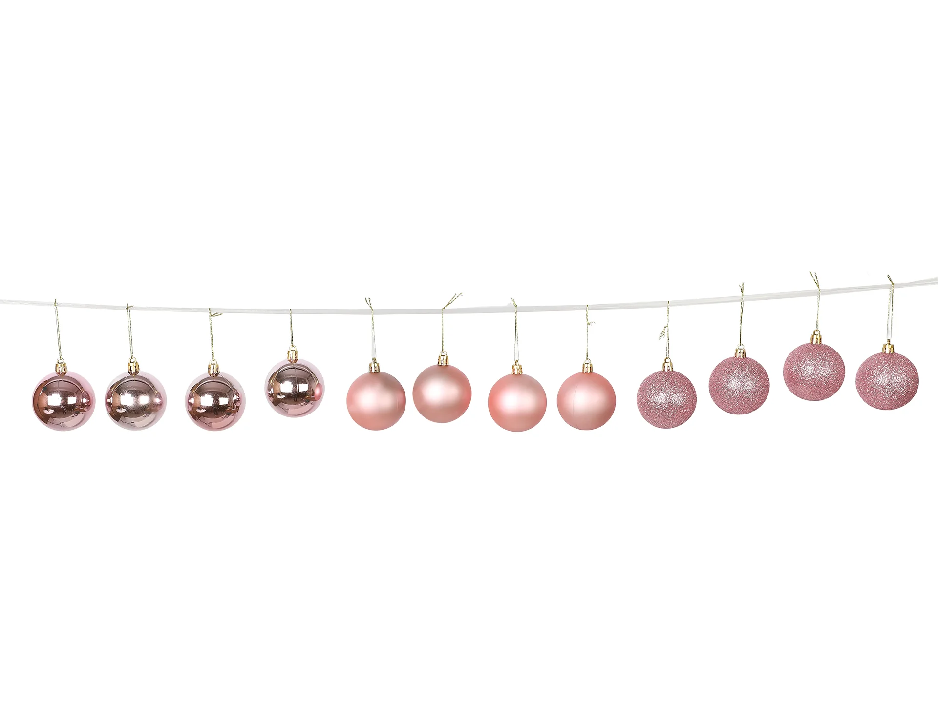 Christmas Ball Ornament 12pcs Set 6cm Pink