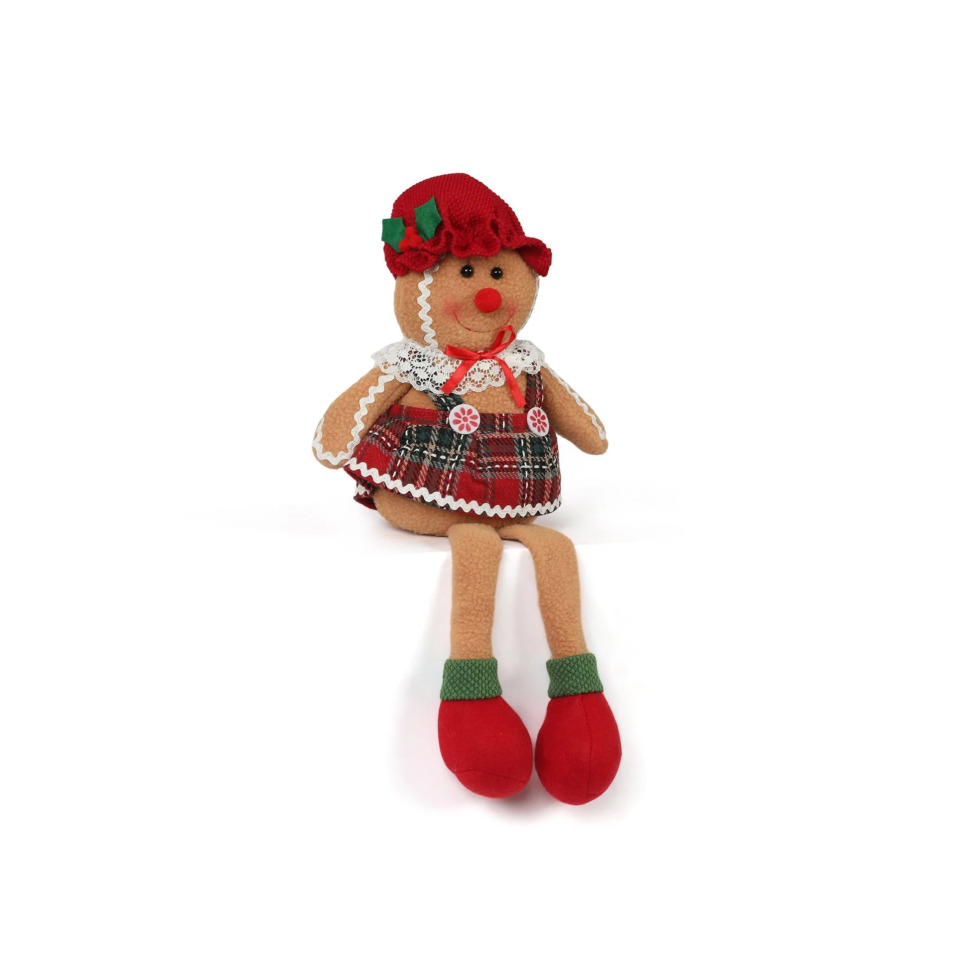 Christmas Decoration Long Leg Sitting Gingerbread Girl 45cm