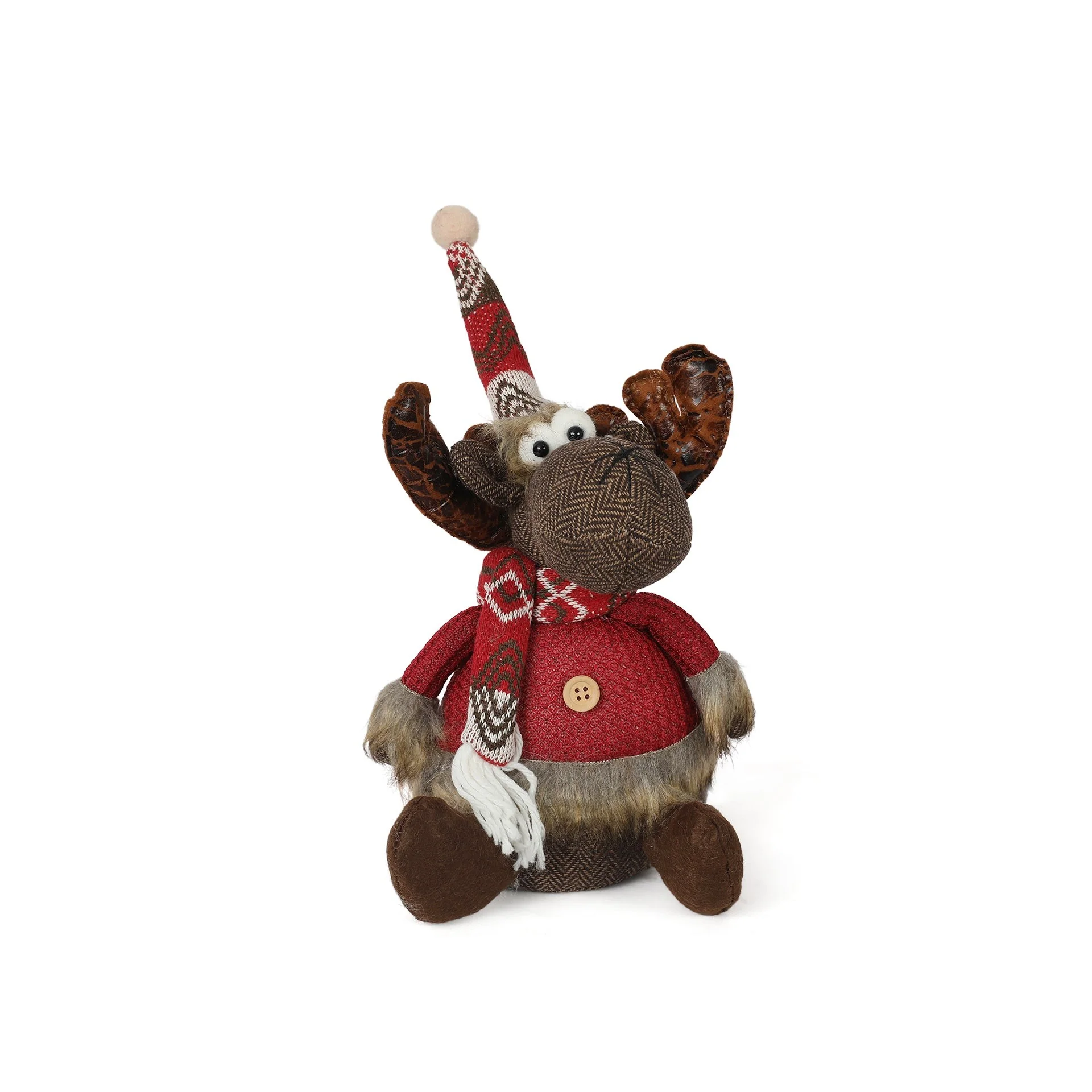 Christmas Decoration Sitting Moose Red 30cm