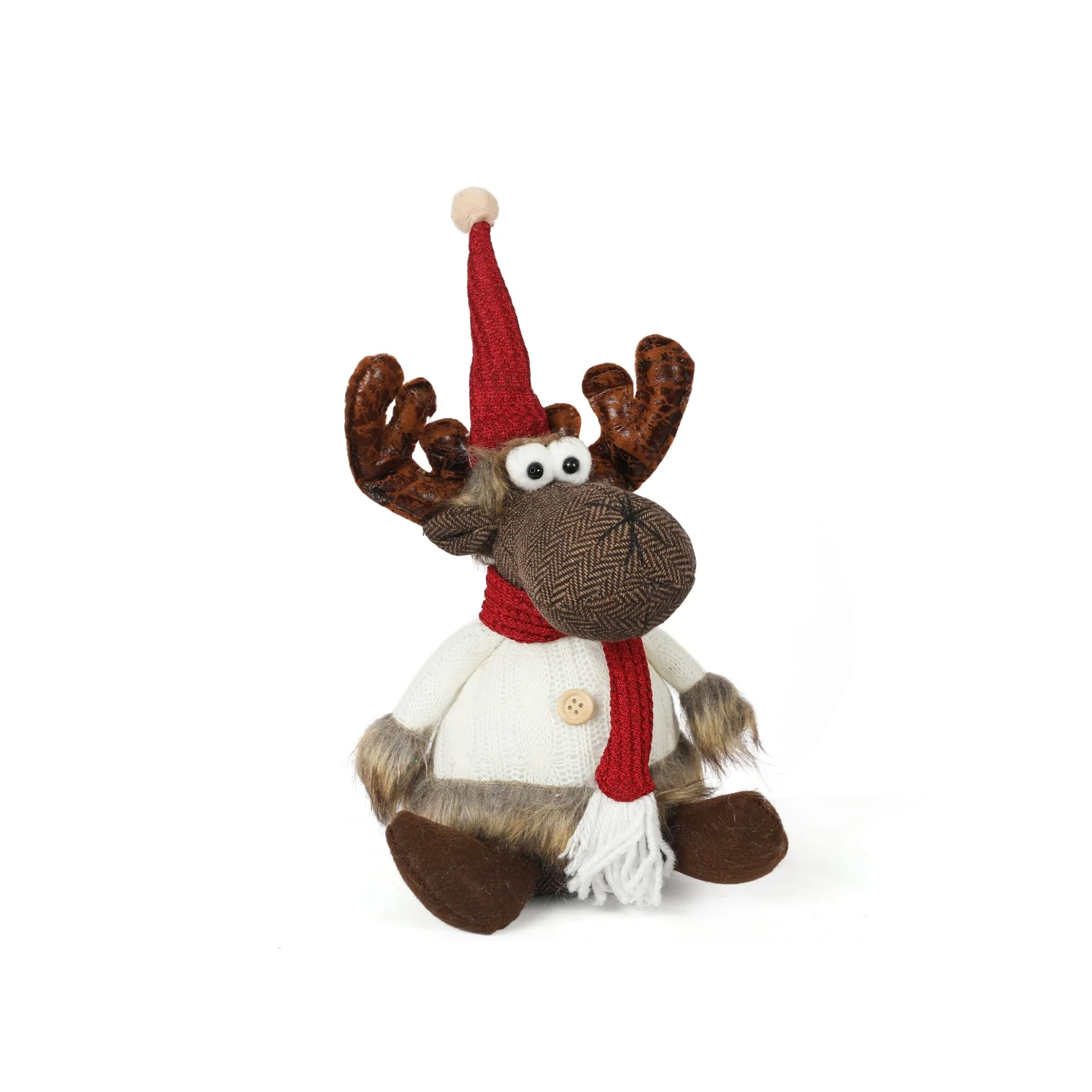 Christmas Decoration Sitting Moose White 30cm