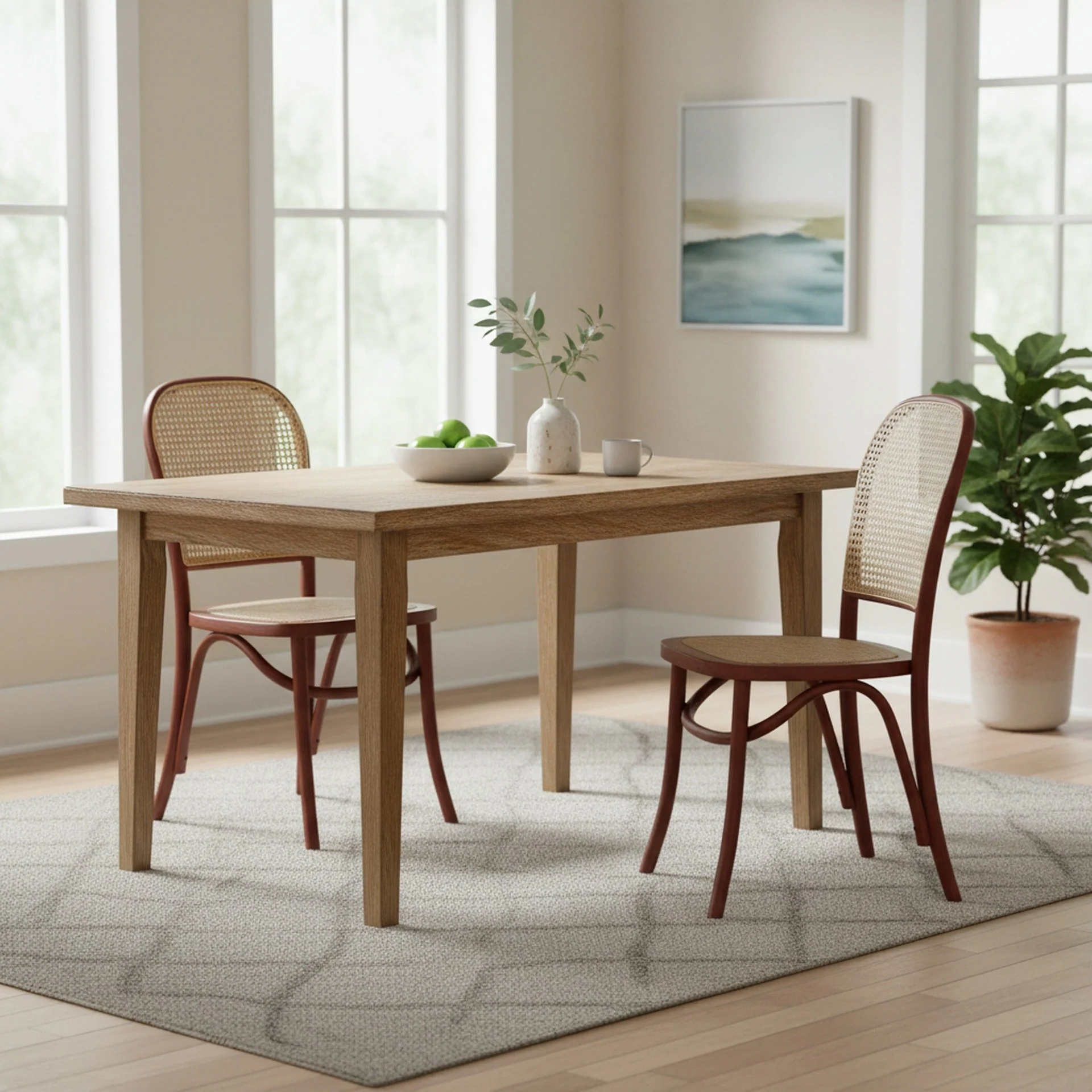 Christopher Beech Wood and Rattan Dining Chair – Set of 2 – Antique Brown