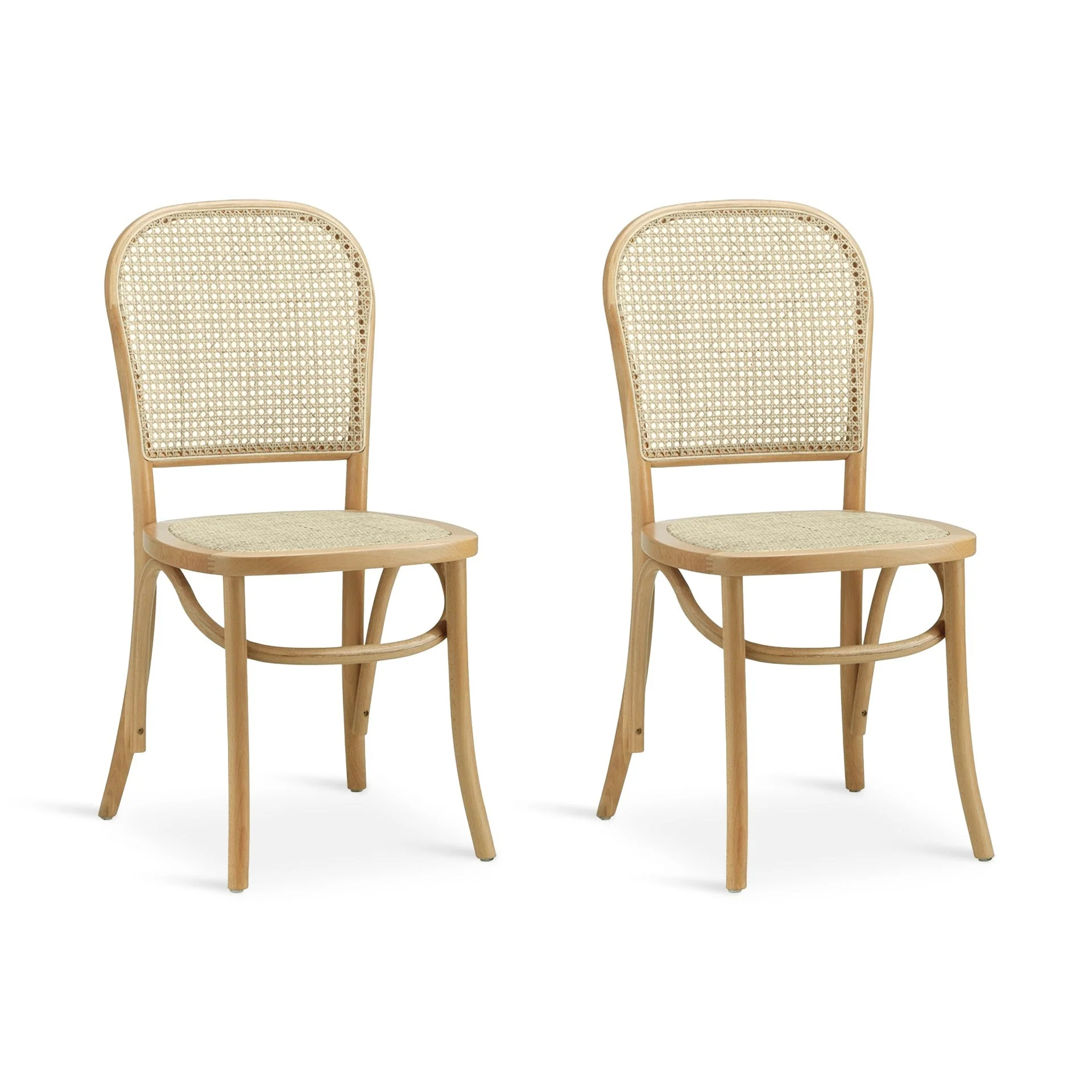 Set of 2 Christopher Beech Wood and Rattan Dining Chair – Natural - Image 3