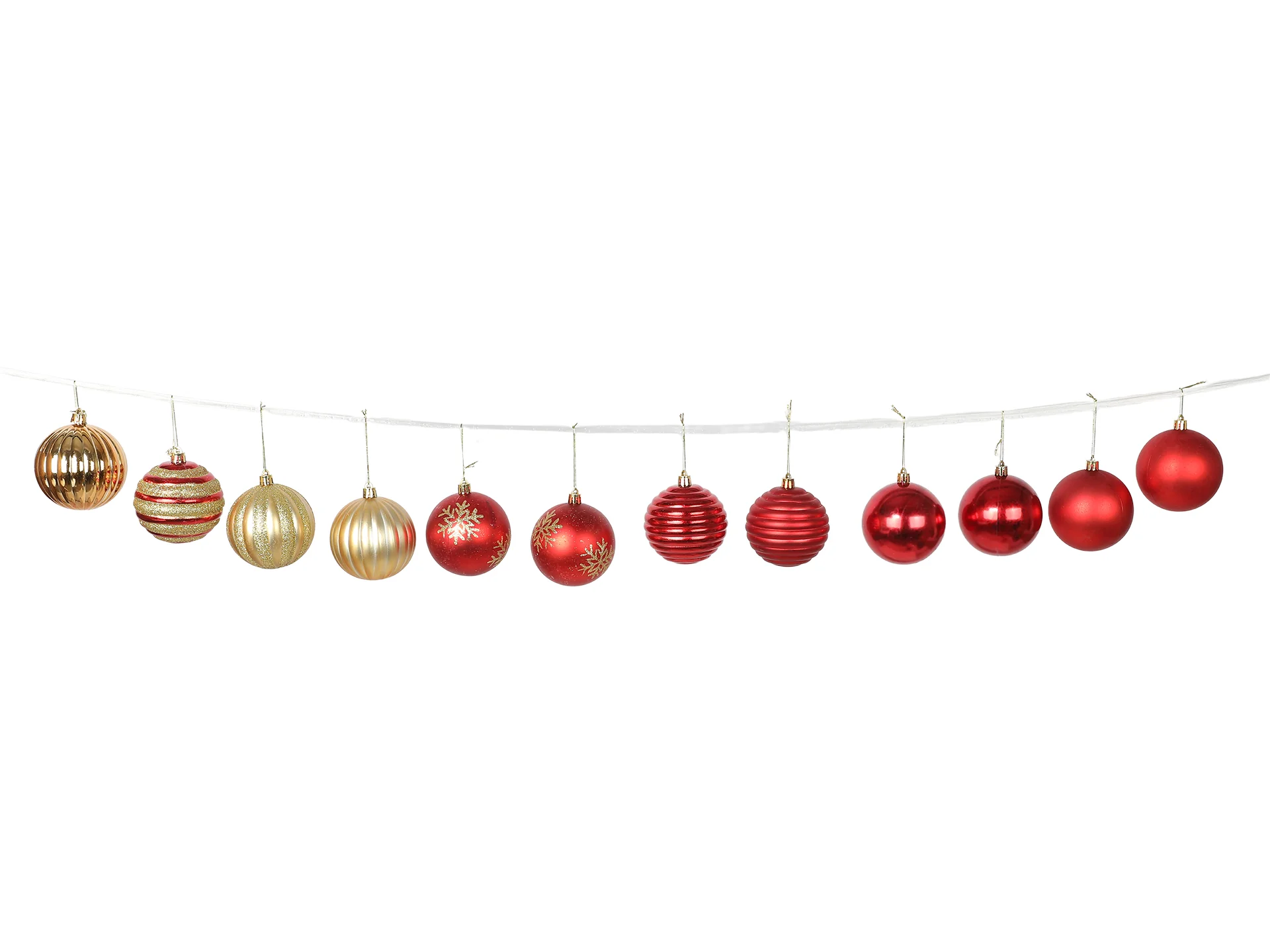 Chrstmas Ball Ornament Set 42pcs Mixed Sizes Red + Gold - Image 3