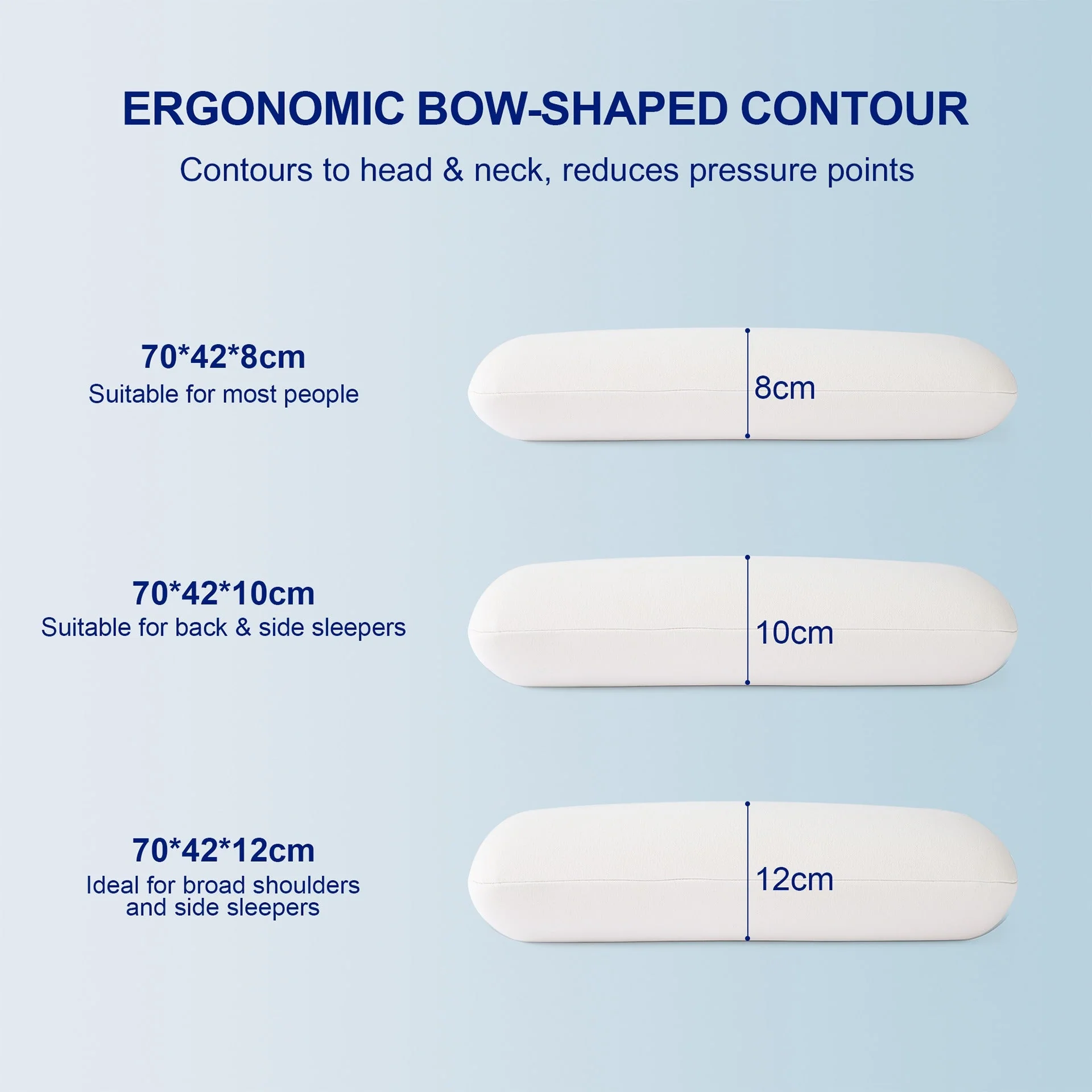 Classic Fit Memory Foam Pillow 70 x 42 x 8CM - Image 6