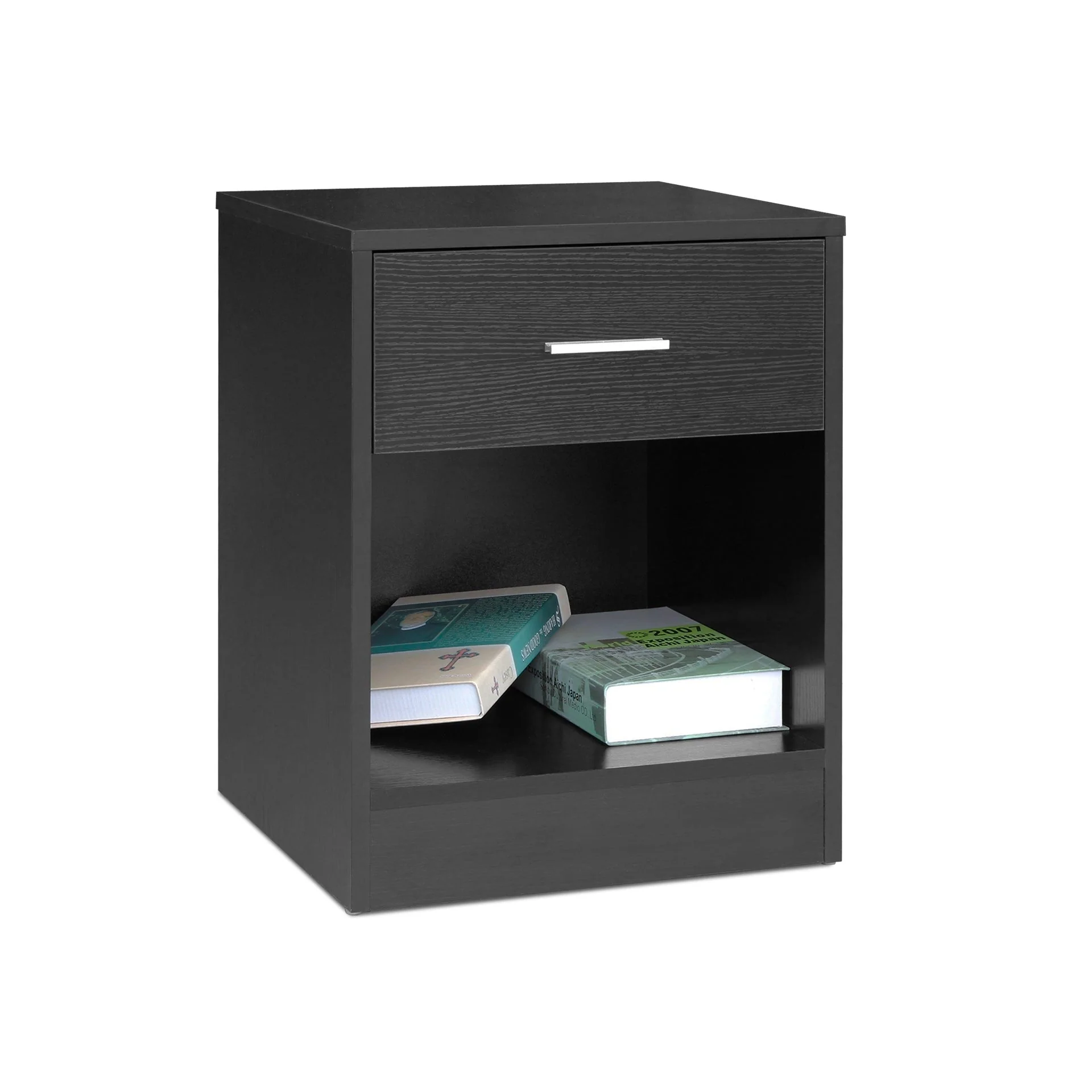 Clayton Bedside Table with 1 Drawer - Black - Image 7