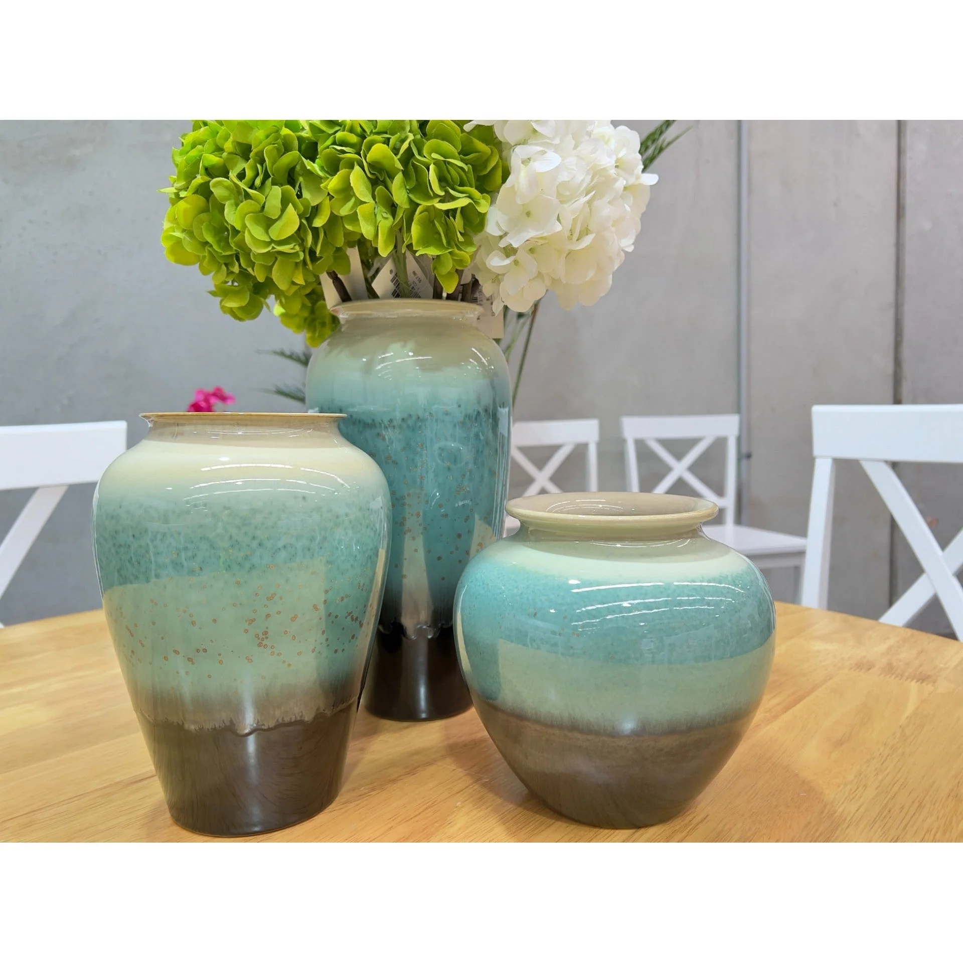 Cleo Glazed Ceramic Vase Green - Round Small - Image 2