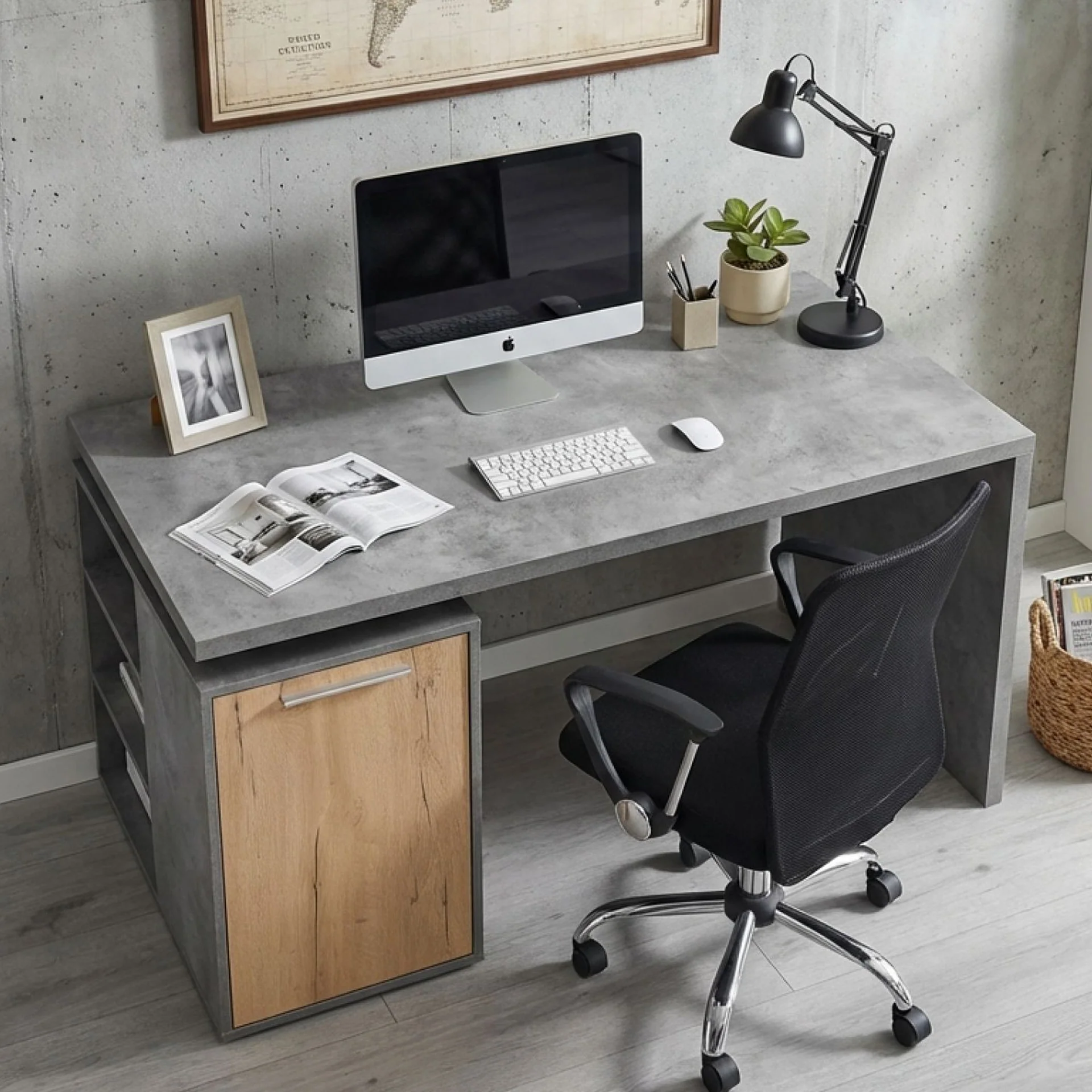 Clifford 140cm Computer Desk - Cement - Image 4