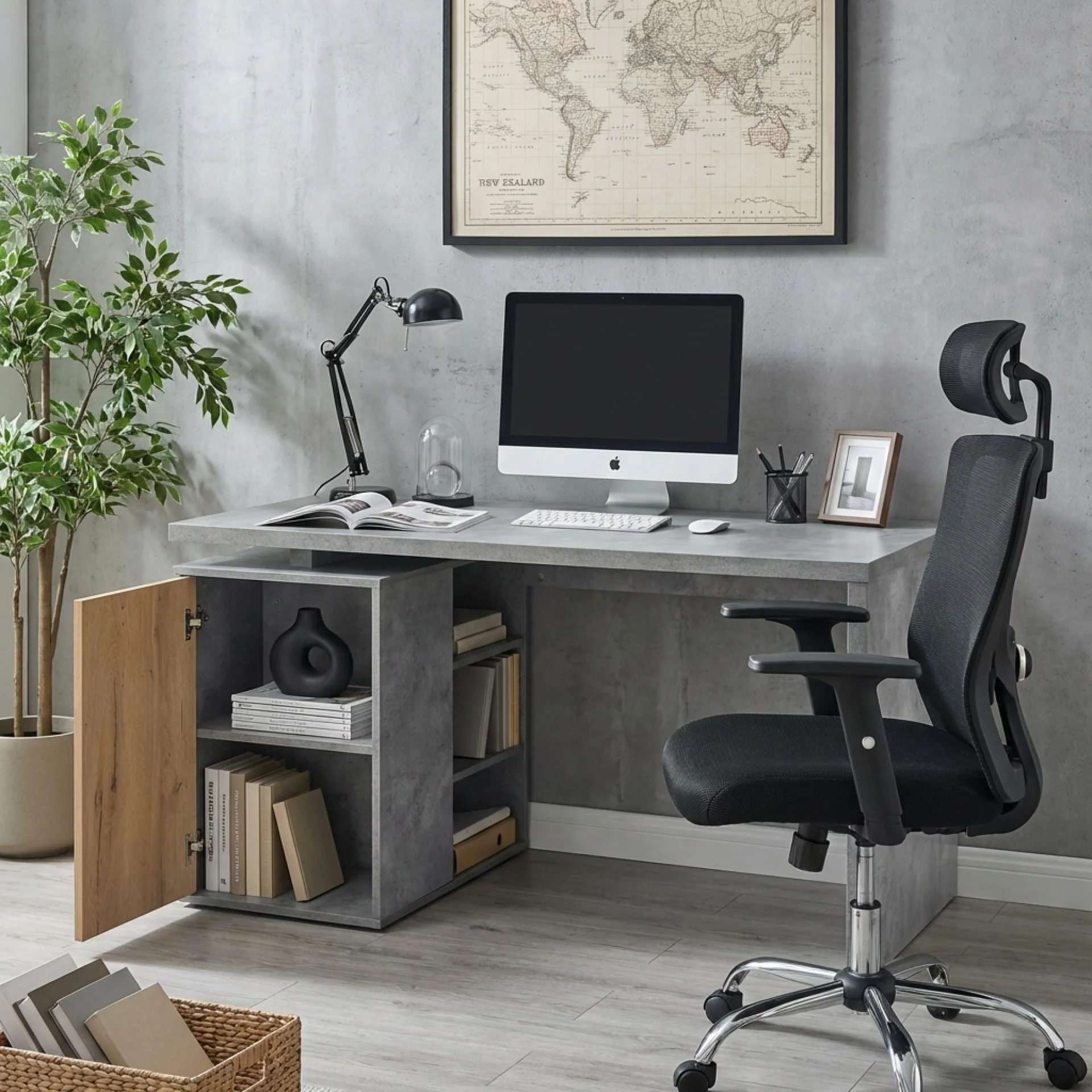 Clifford 140cm Computer Desk - Cement - Image 6