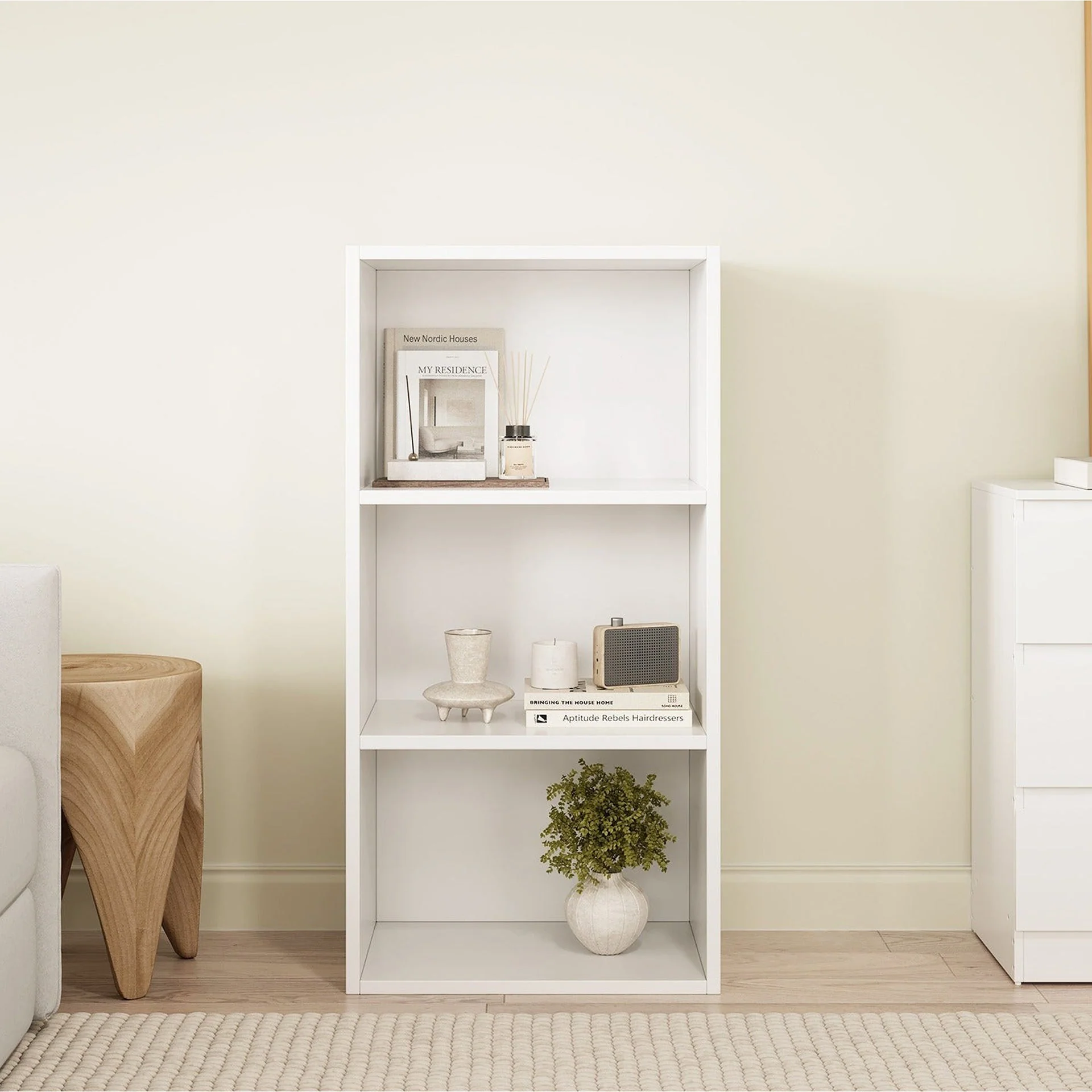 Clinton 3 Tier Bookshelf Display Shelf - White