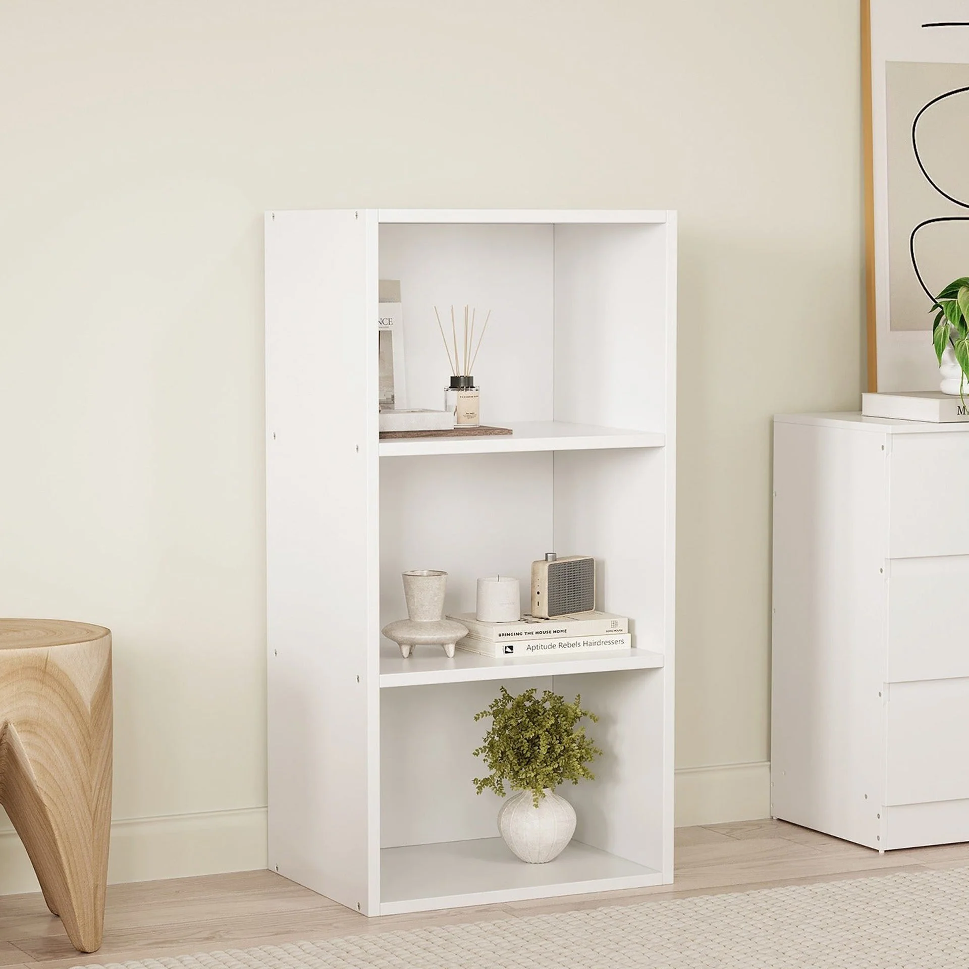 Clinton 3 Tier Bookshelf Display Shelf - White - Image 2