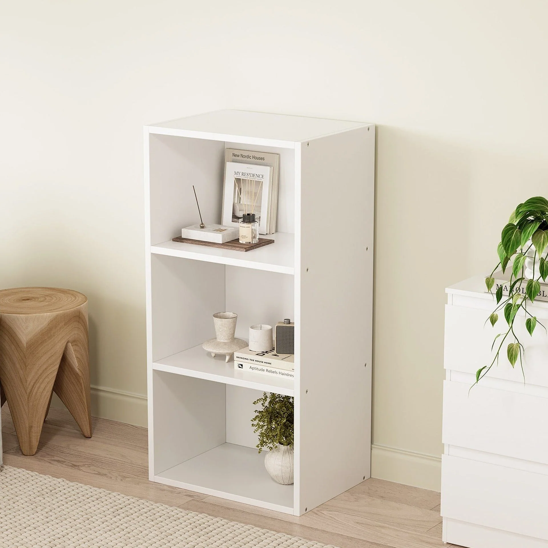 Clinton 3 Tier Bookshelf Display Shelf - White - Image 3