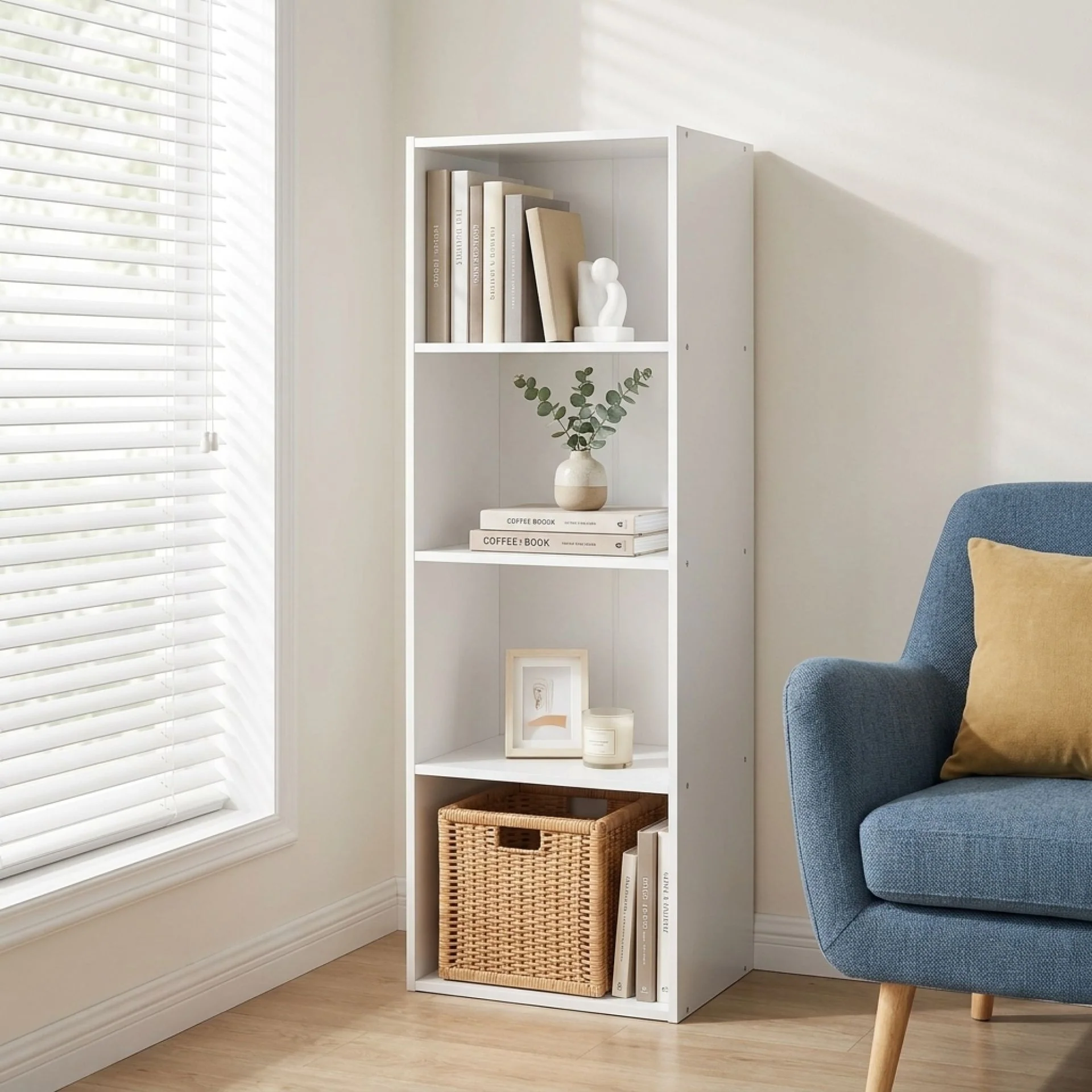 Clinton 4 Tier Bookshelf Display Shelf - White