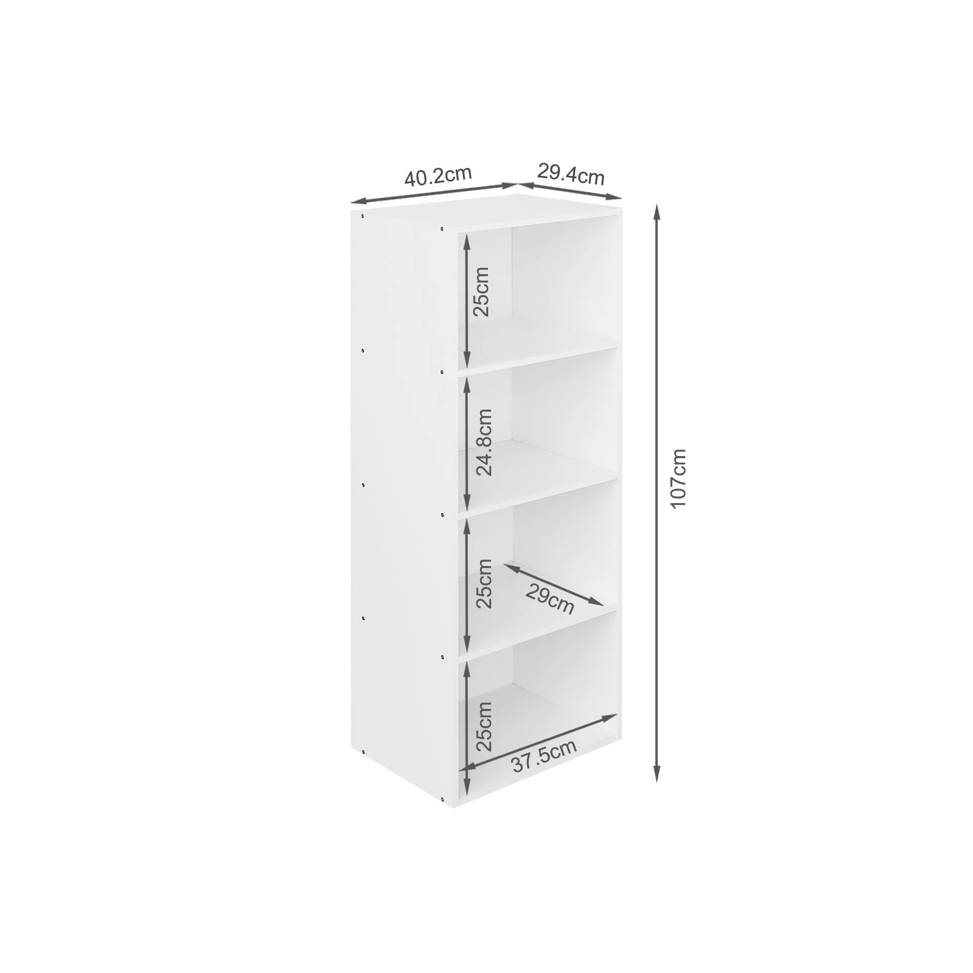 Clinton 4 Tier Bookshelf Display Shelf - White - Image 10