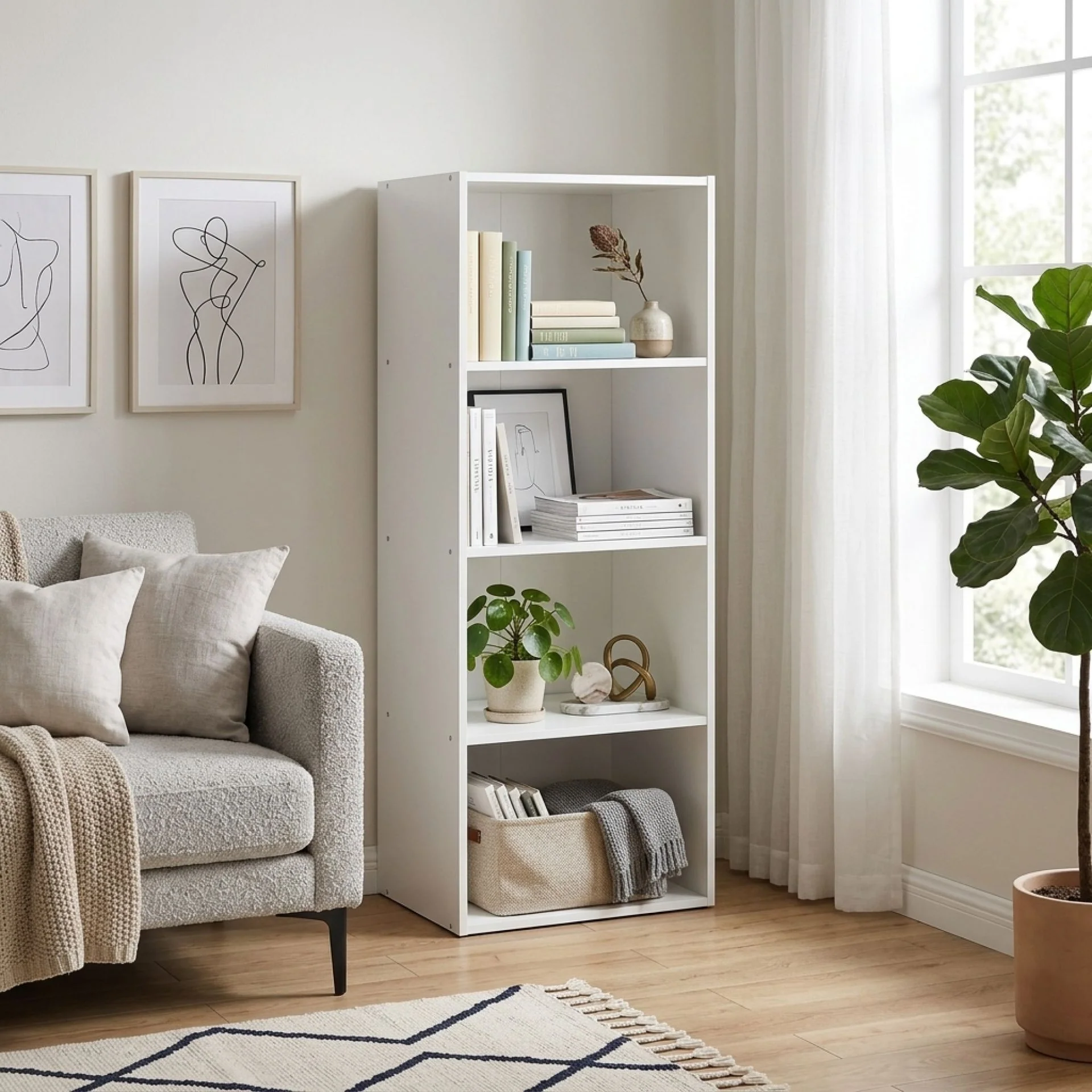 Clinton 4 Tier Bookshelf Display Shelf - White - Image 2