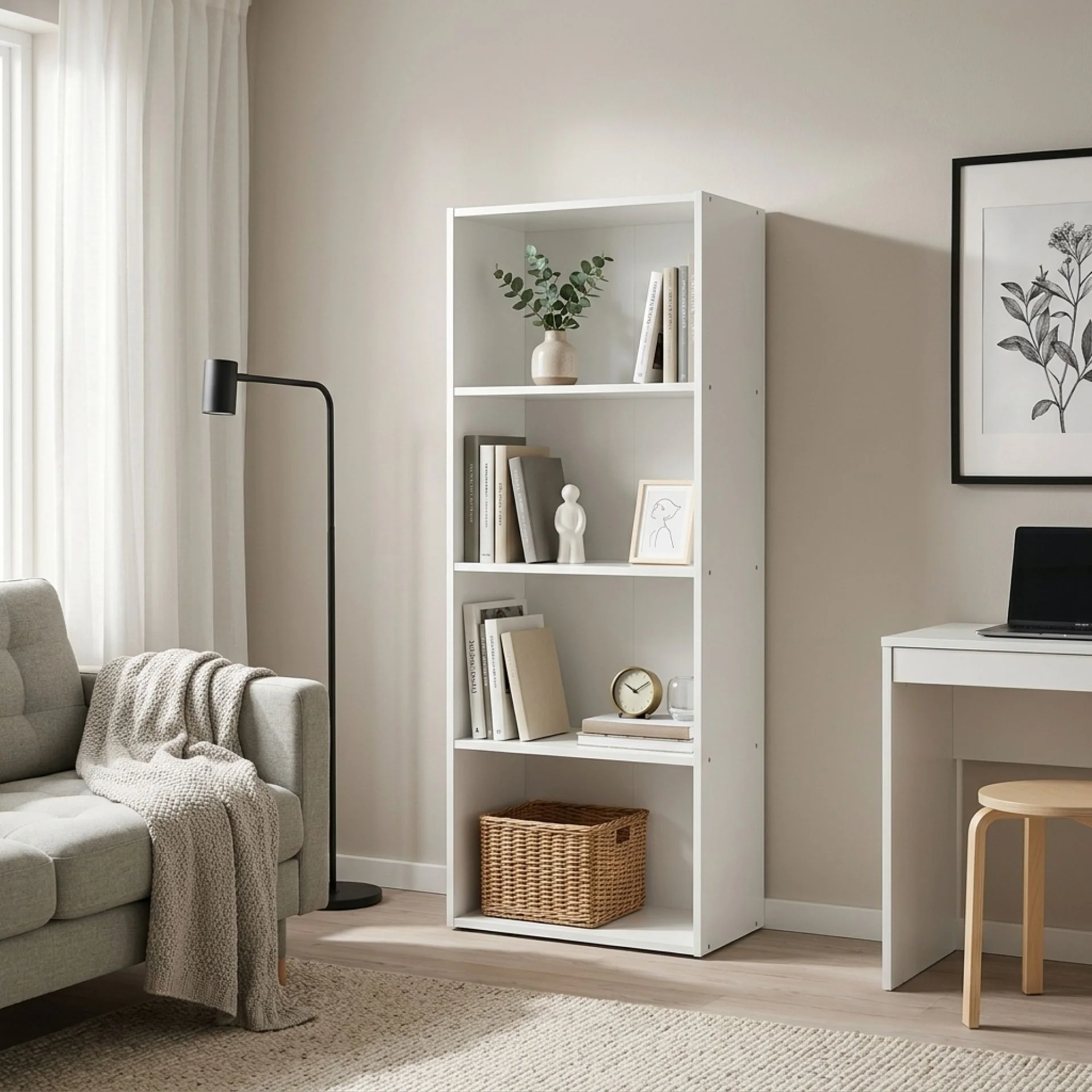 Clinton 4 Tier Bookshelf Display Shelf - White - Image 3