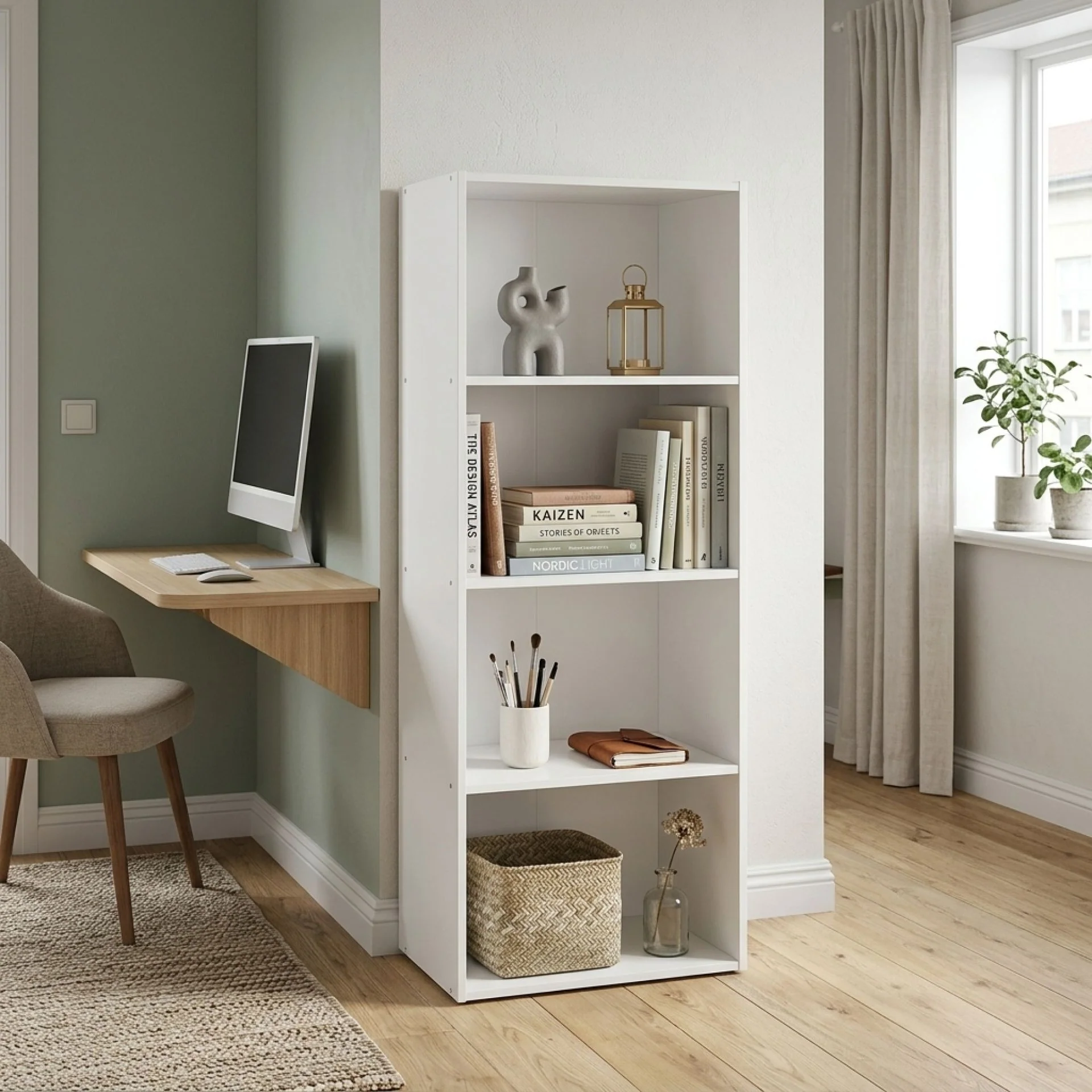 Clinton 4 Tier Bookshelf Display Shelf - White - Image 4