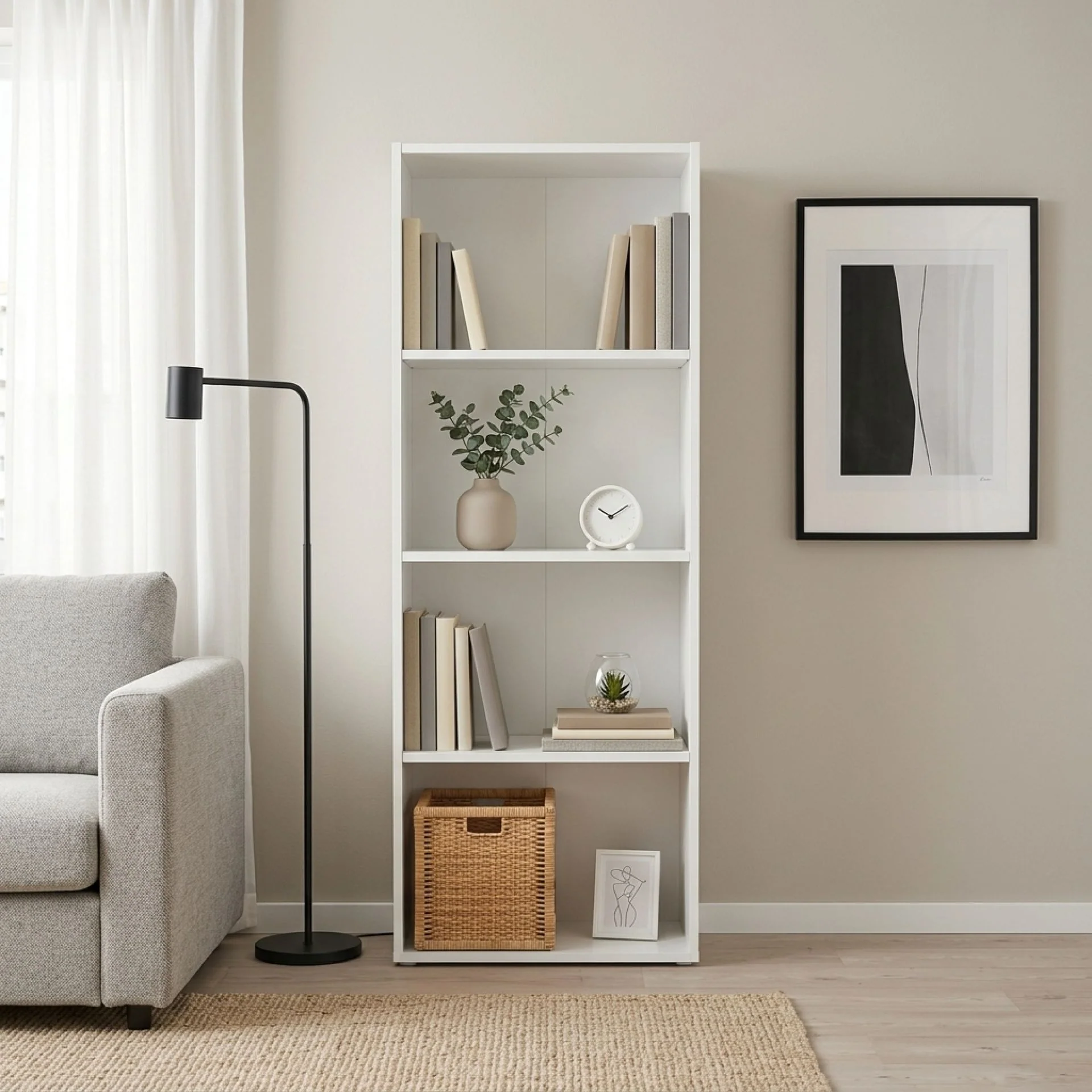 Clinton 4 Tier Bookshelf Display Shelf - White - Image 5