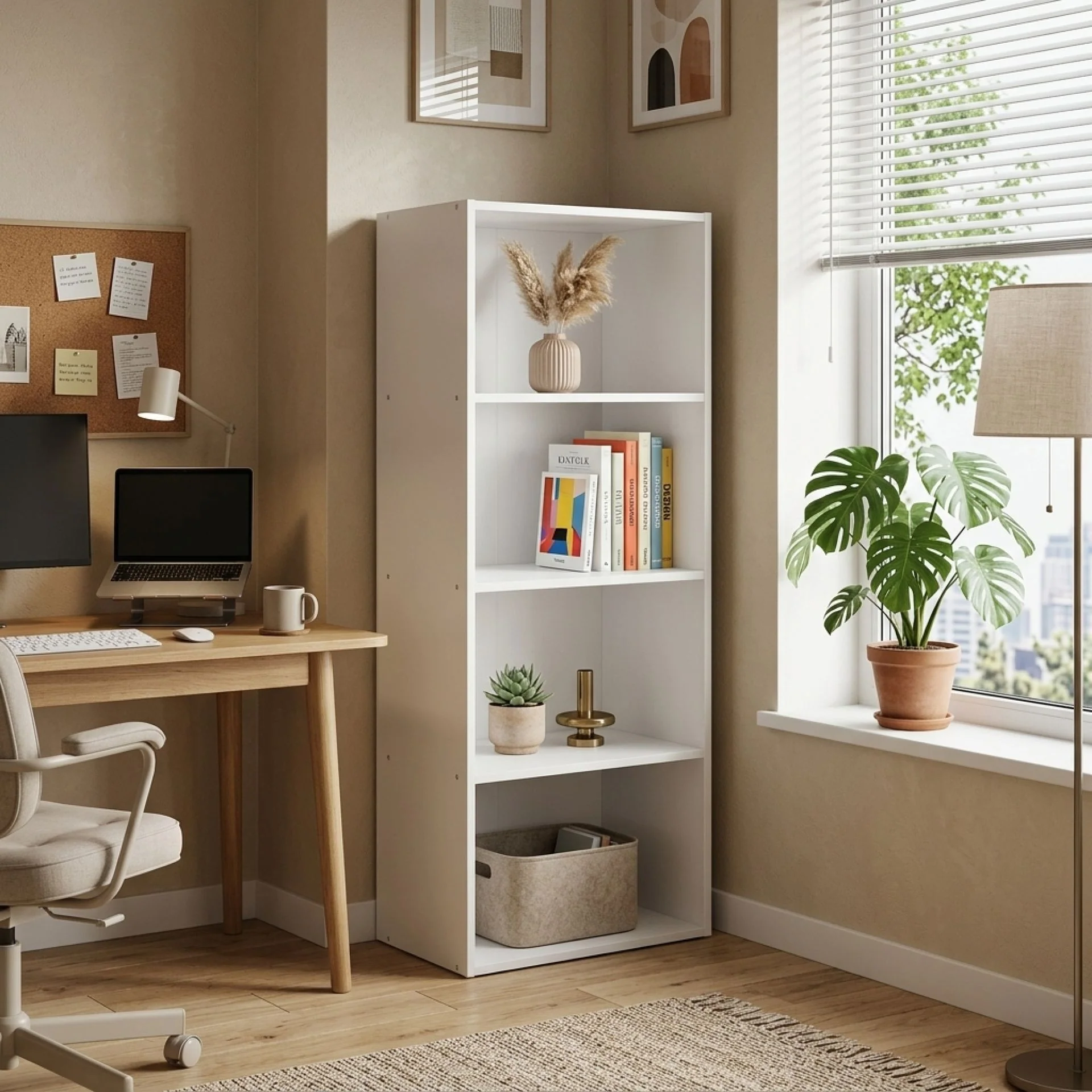 Clinton 4 Tier Bookshelf Display Shelf - White - Image 6