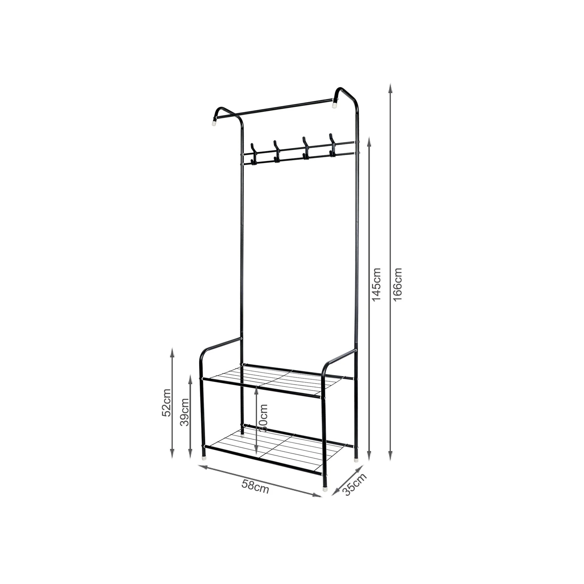 Clothing Garment Rack with Shelves - Black - Image 8