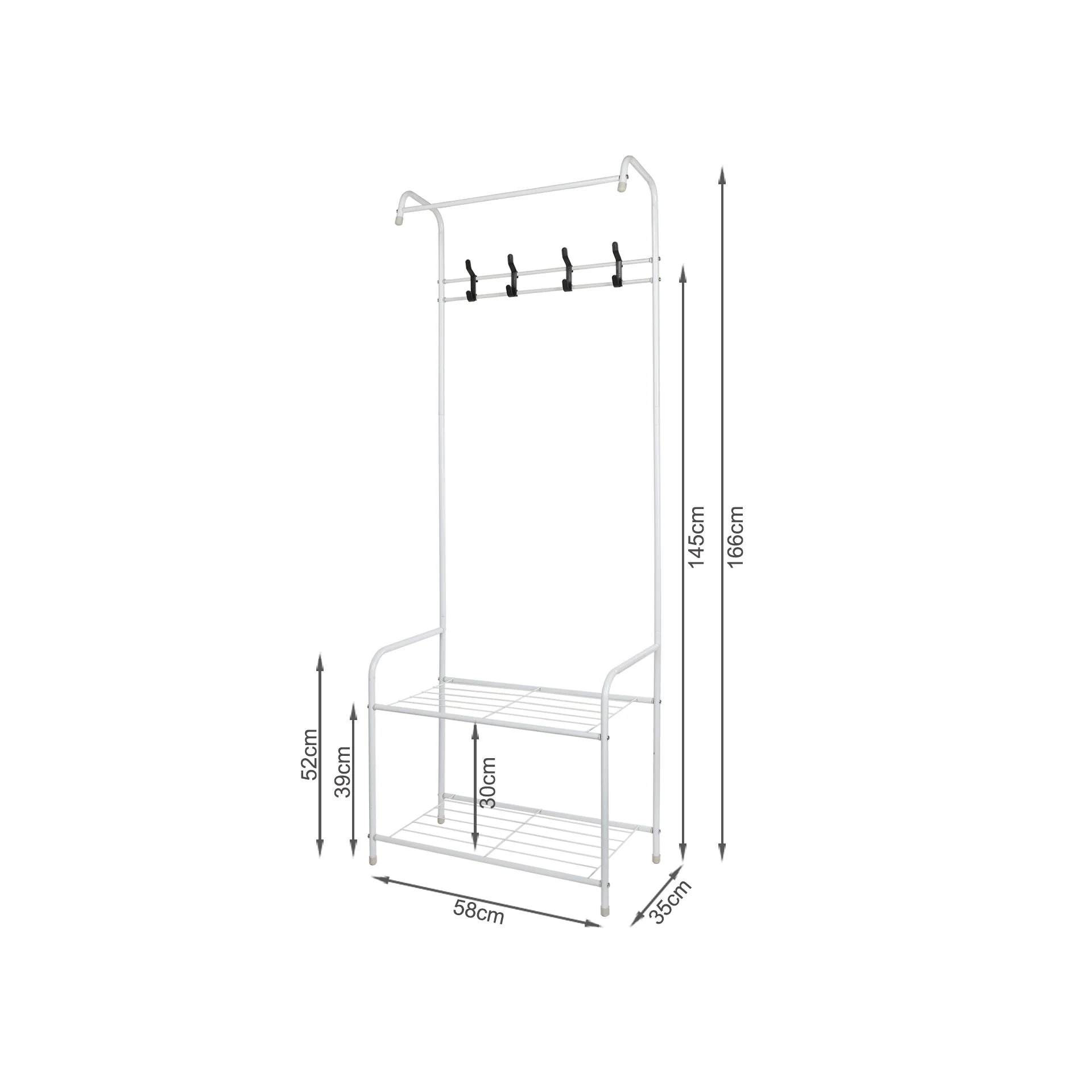 Clothing Garment Rack with Shelves - White - Image 6