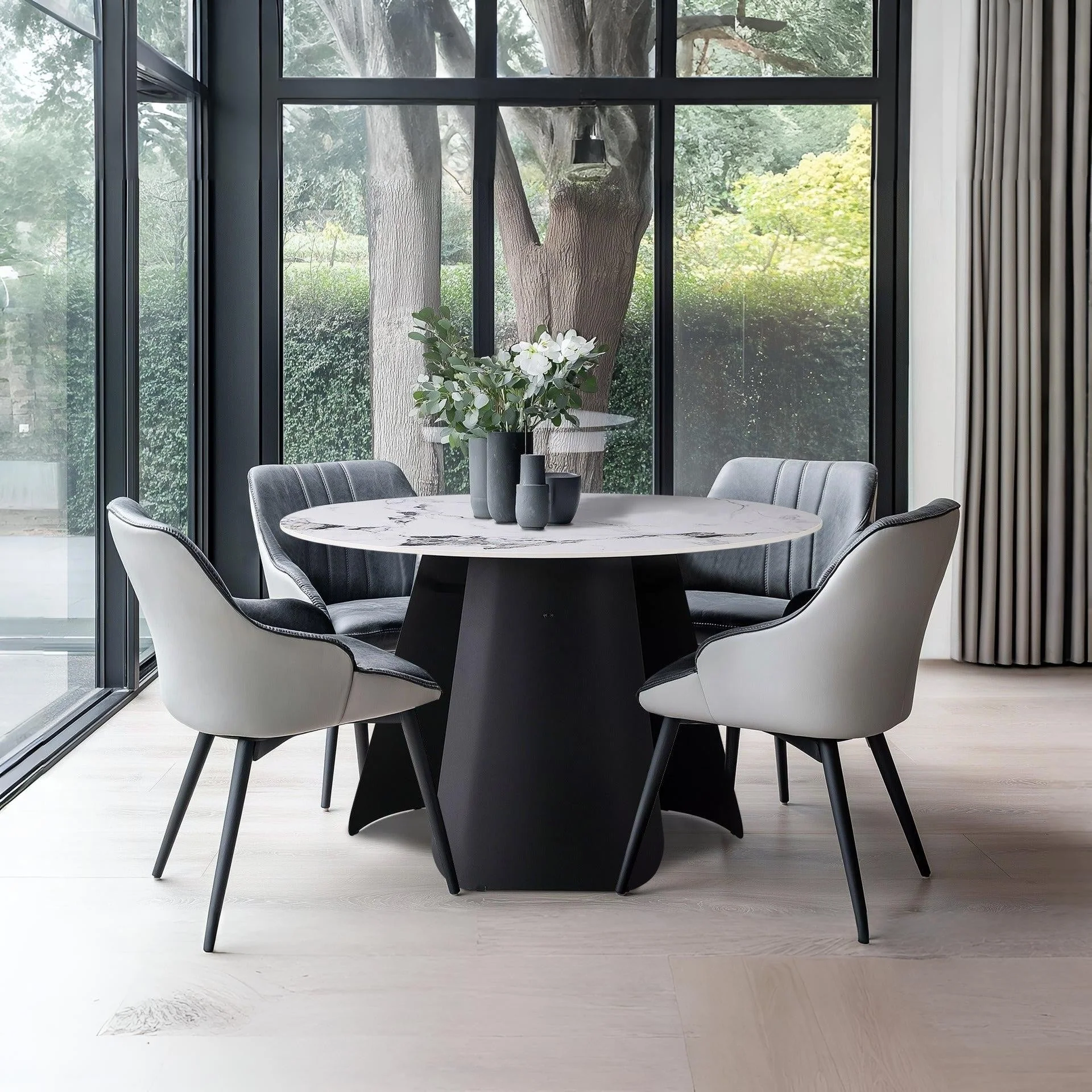 Clyde Round Modern Ceramic Dining Table 120cm x 75cm