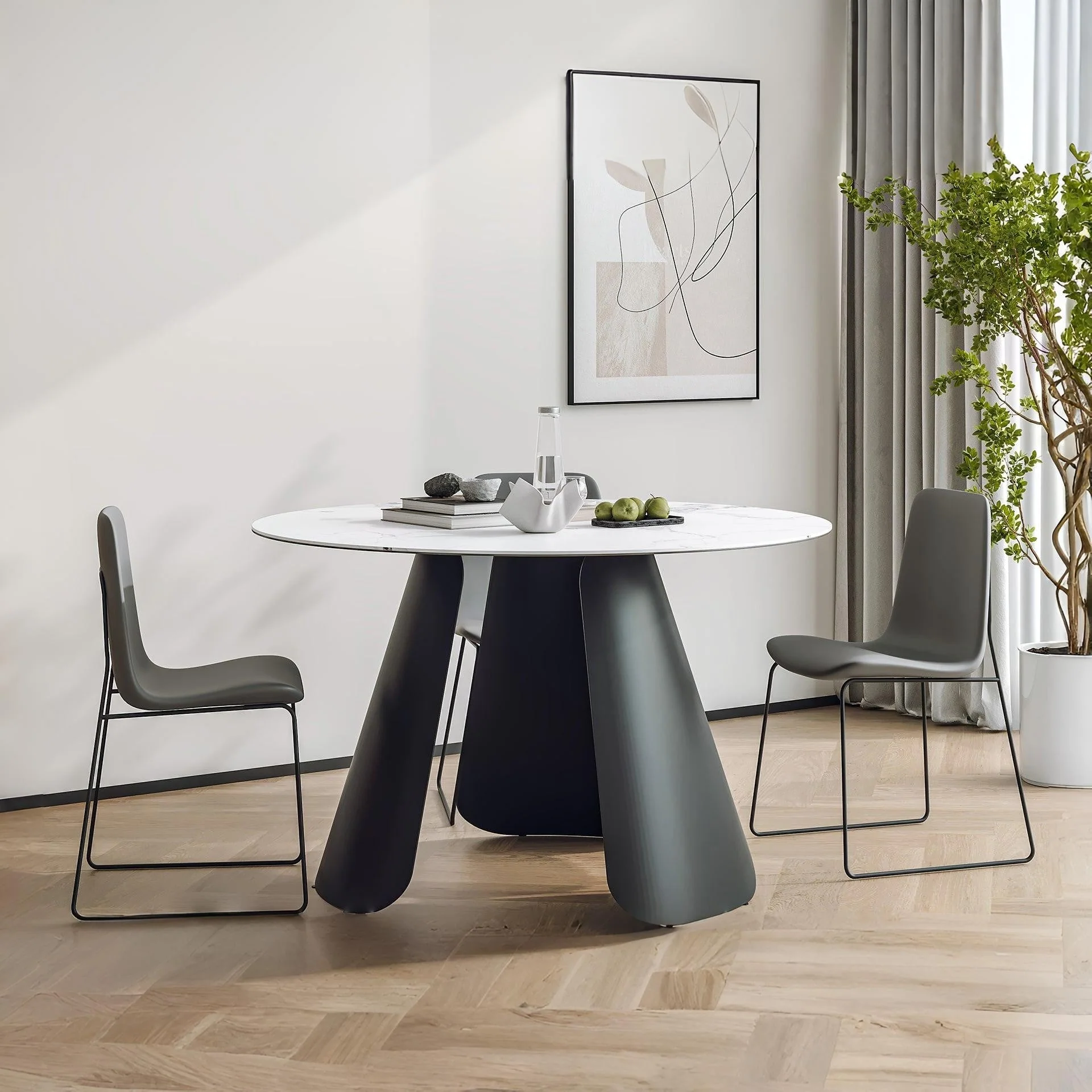 Clyde Round Modern Ceramic Dining Table 120cm x 75cm - Image 3