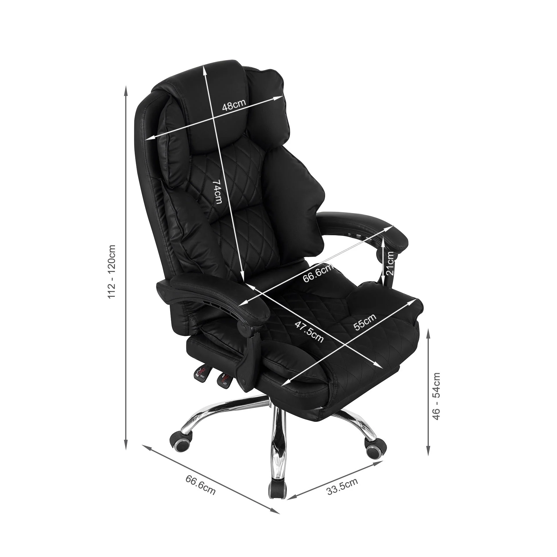 Collin Office Chair with Footrest - Black - Image 16