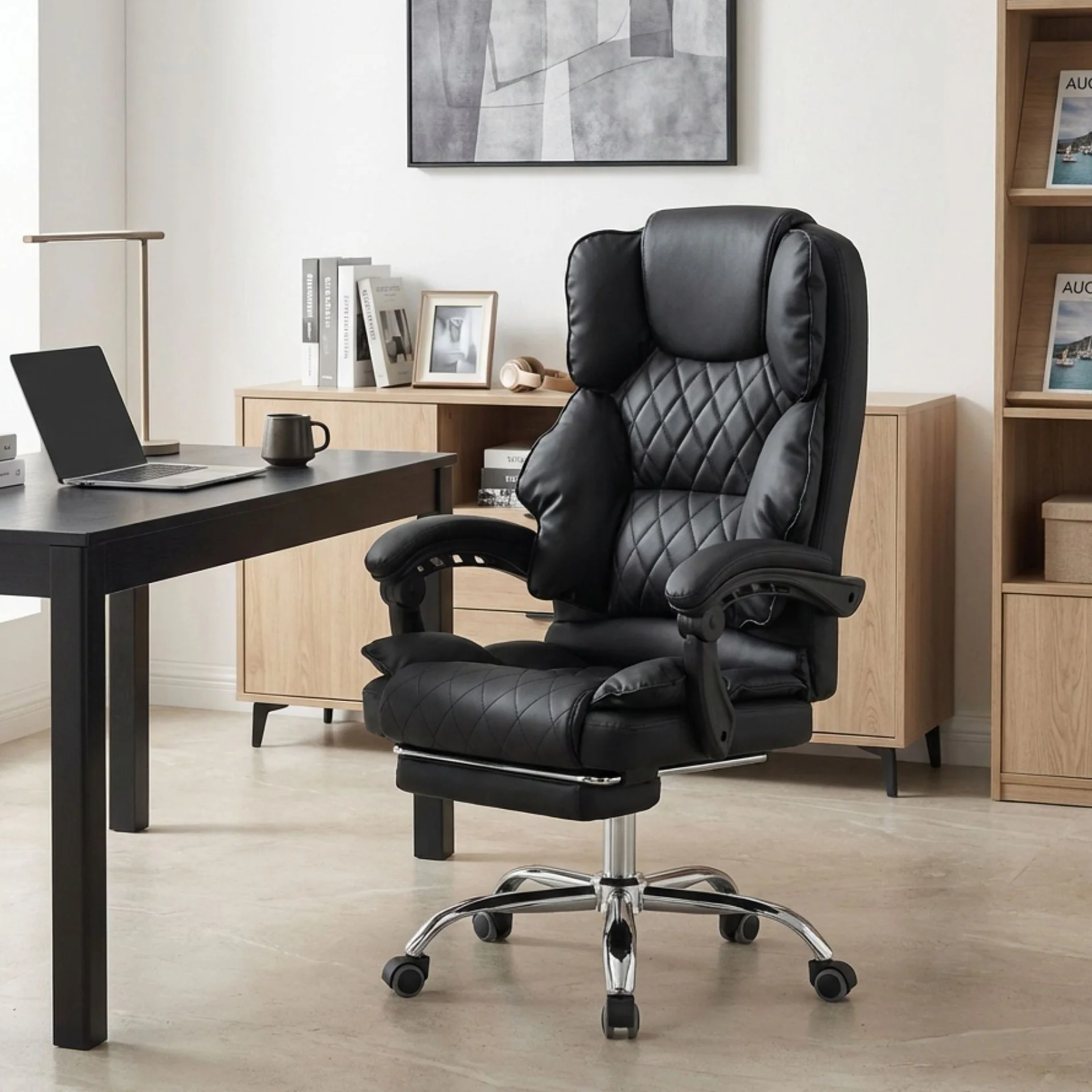 Collin Office Chair with Footrest - Black - Image 4