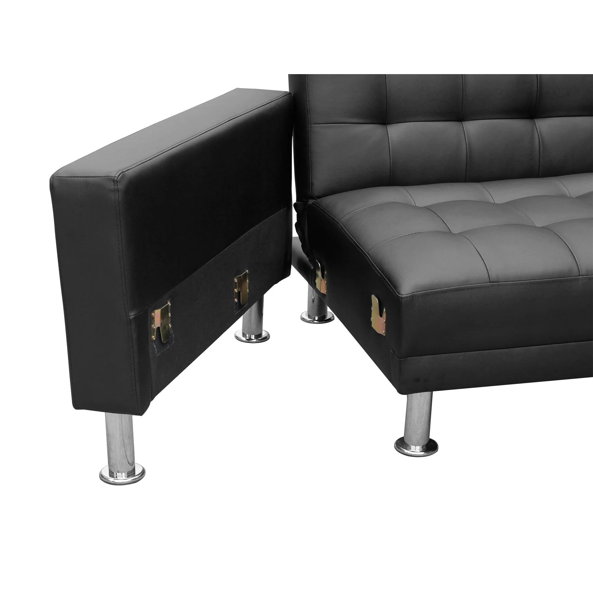 Colorado 3 Seater Sofa Bed Futon with Chaise - Black - Image 10