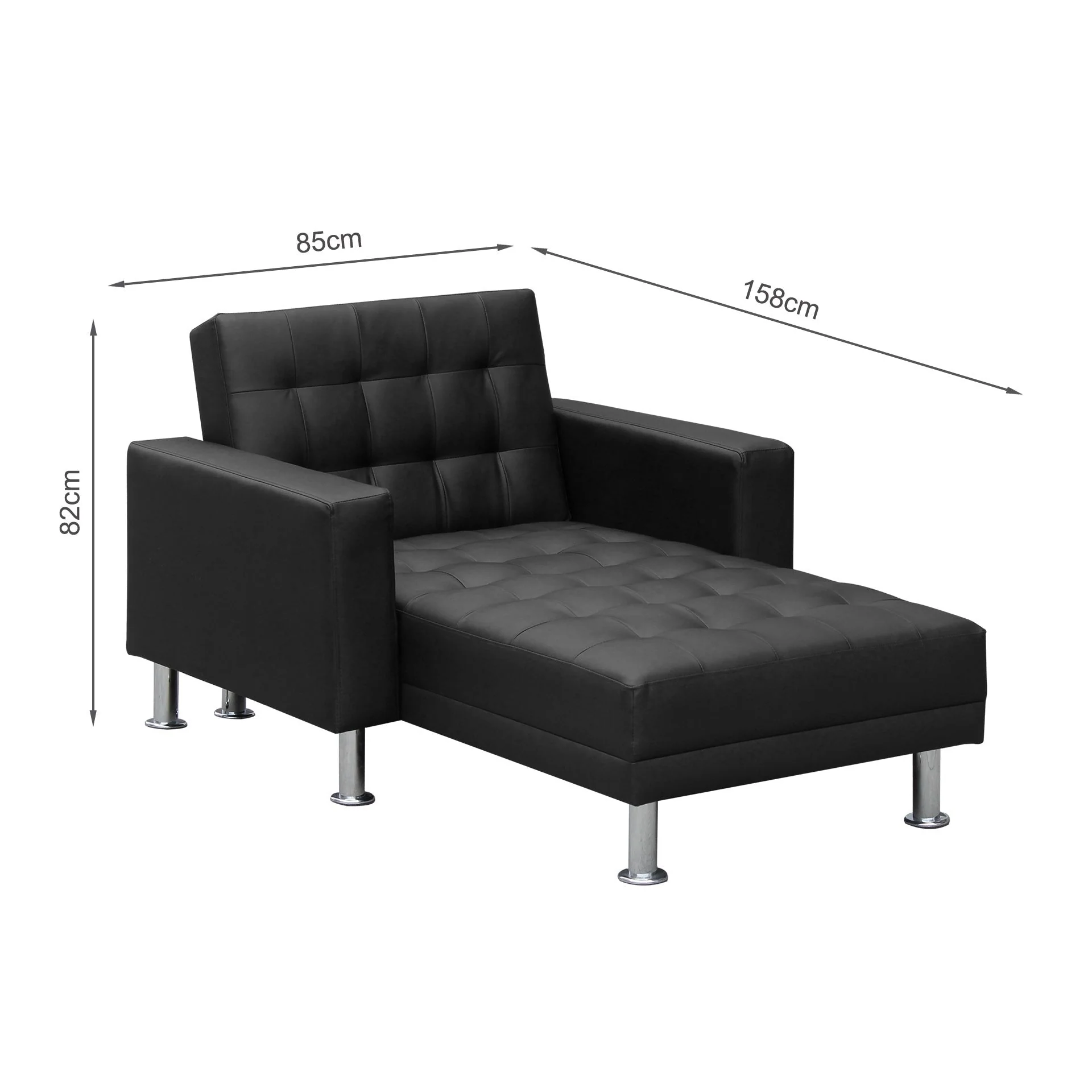 Colorado 3 Seater Sofa Bed Futon with Chaise - Black - Image 16