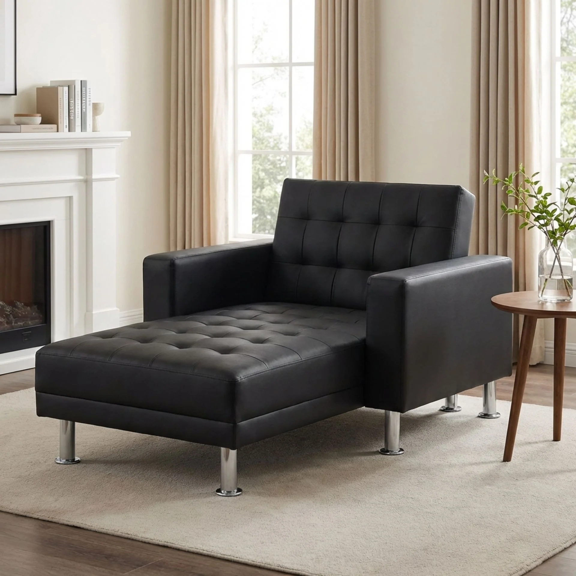 Colorado 3 Seater Sofa Bed Futon with Chaise - Black - Image 5