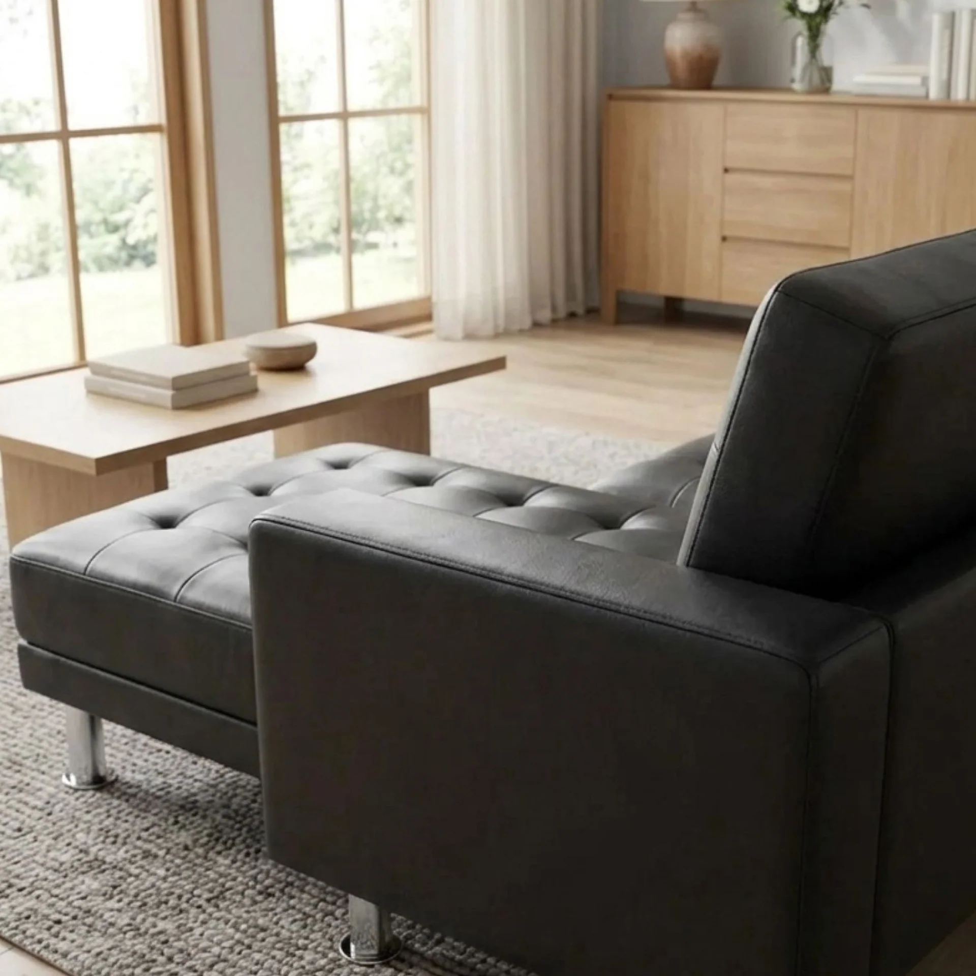 Colorado 3 Seater Sofa Bed Futon with Chaise - Black - Image 6