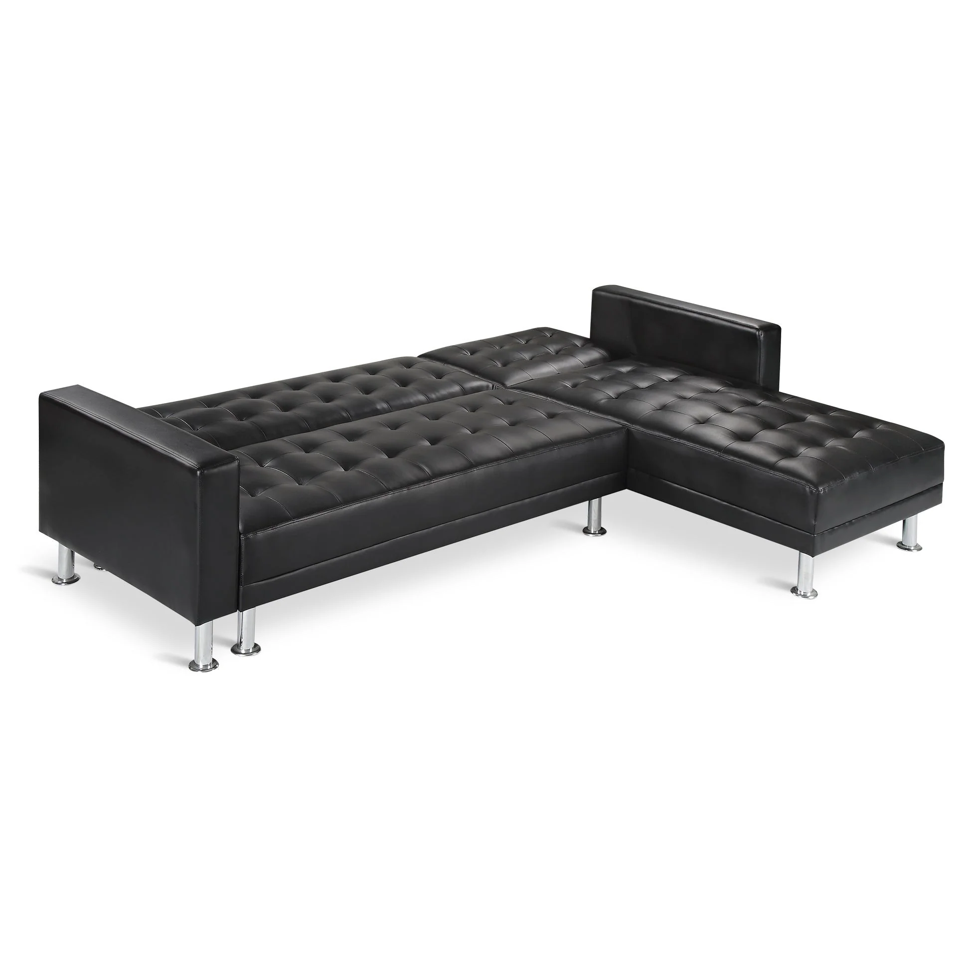 Colorado 3 Seater Sofa Bed Futon with Chaise - Black - Image 9