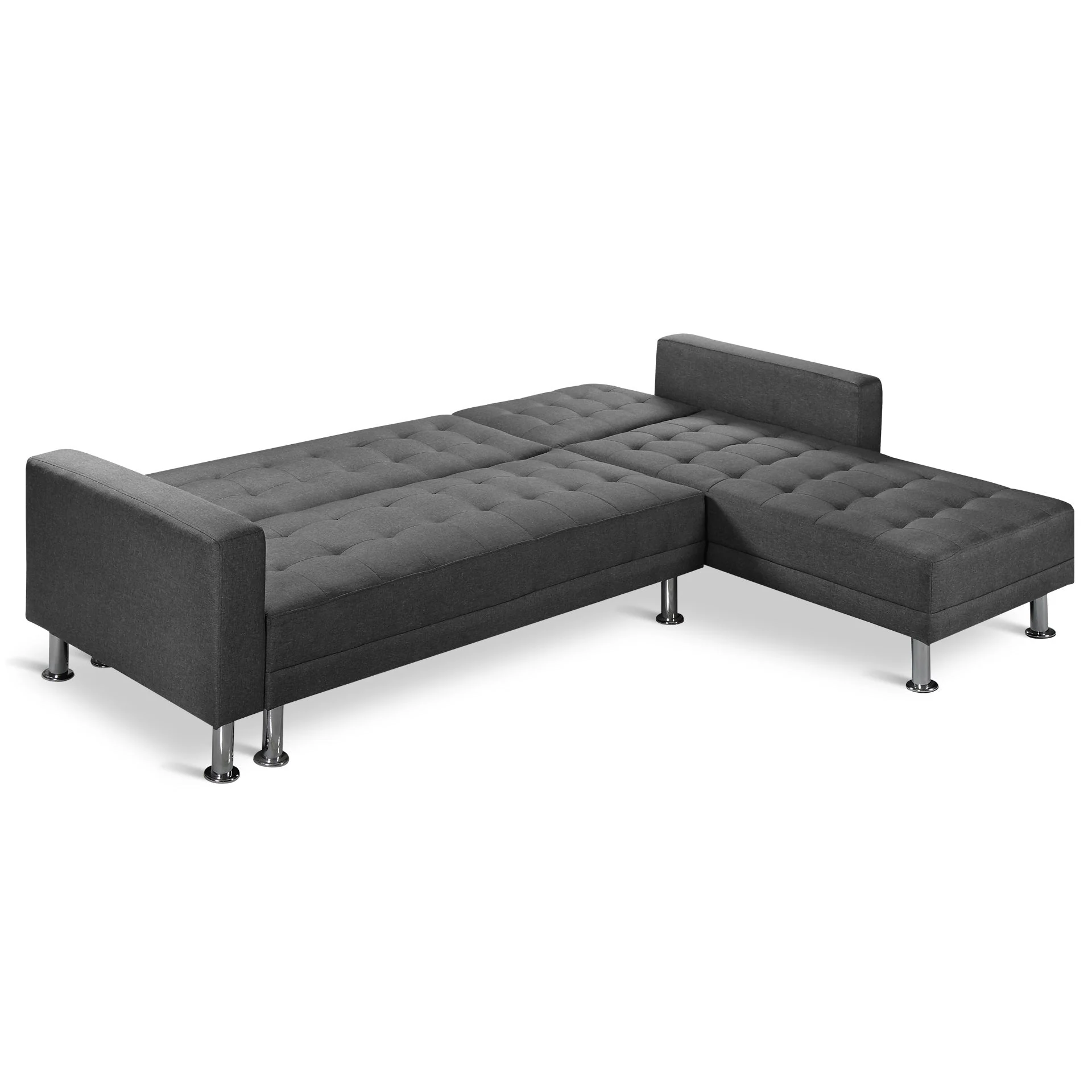 Colorado 3 Seater Sofa Bed Futon with Chaise - Dark Grey - Image 9