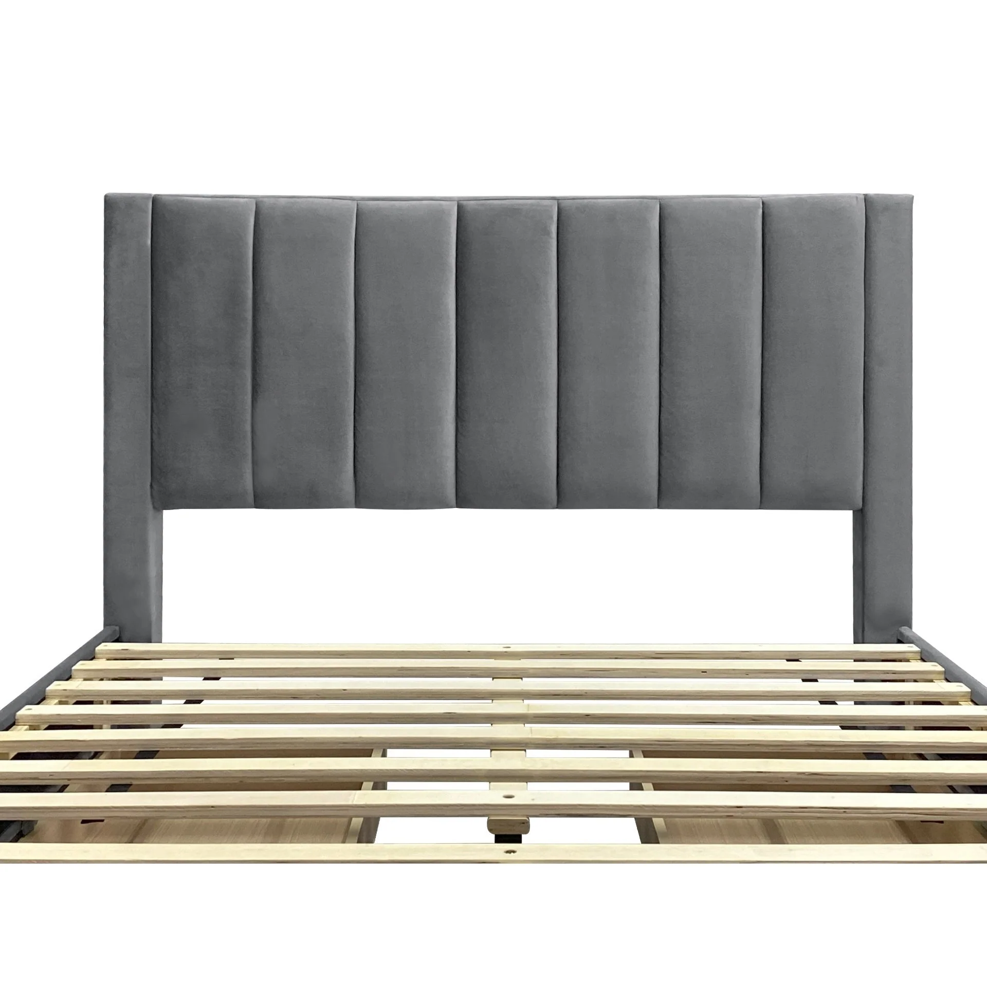 Columbia Velvet Double Velvet Bed Frame with 4 Drawers - Grey - Image 14