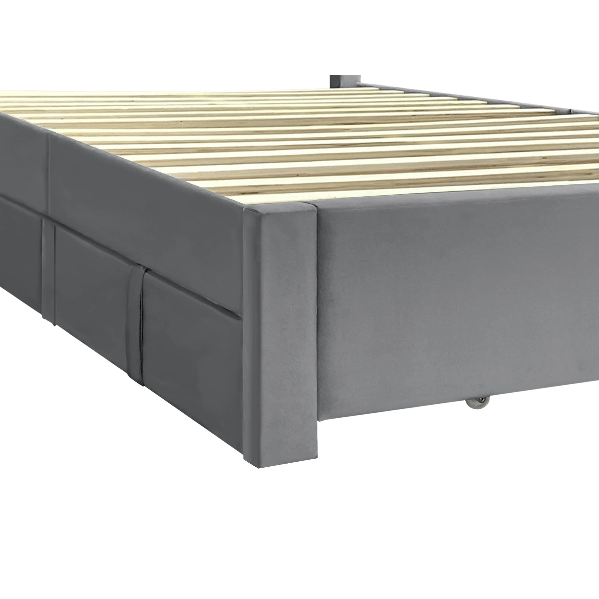 Columbia Velvet Double Velvet Bed Frame with 4 Drawers - Grey - Image 15