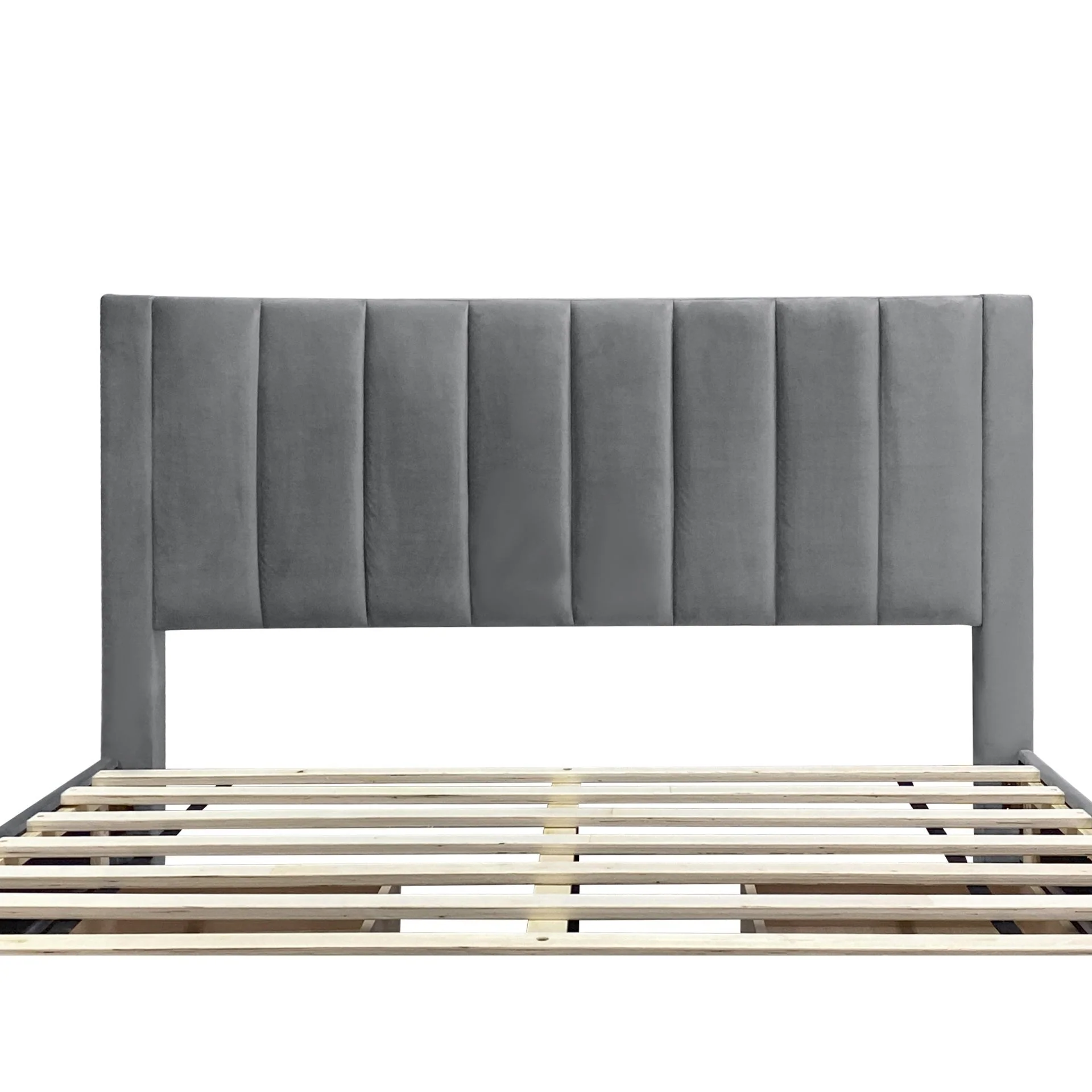 Columbia Velvet Queen Bed Frame with 4 Drawers - Grey - Image 13