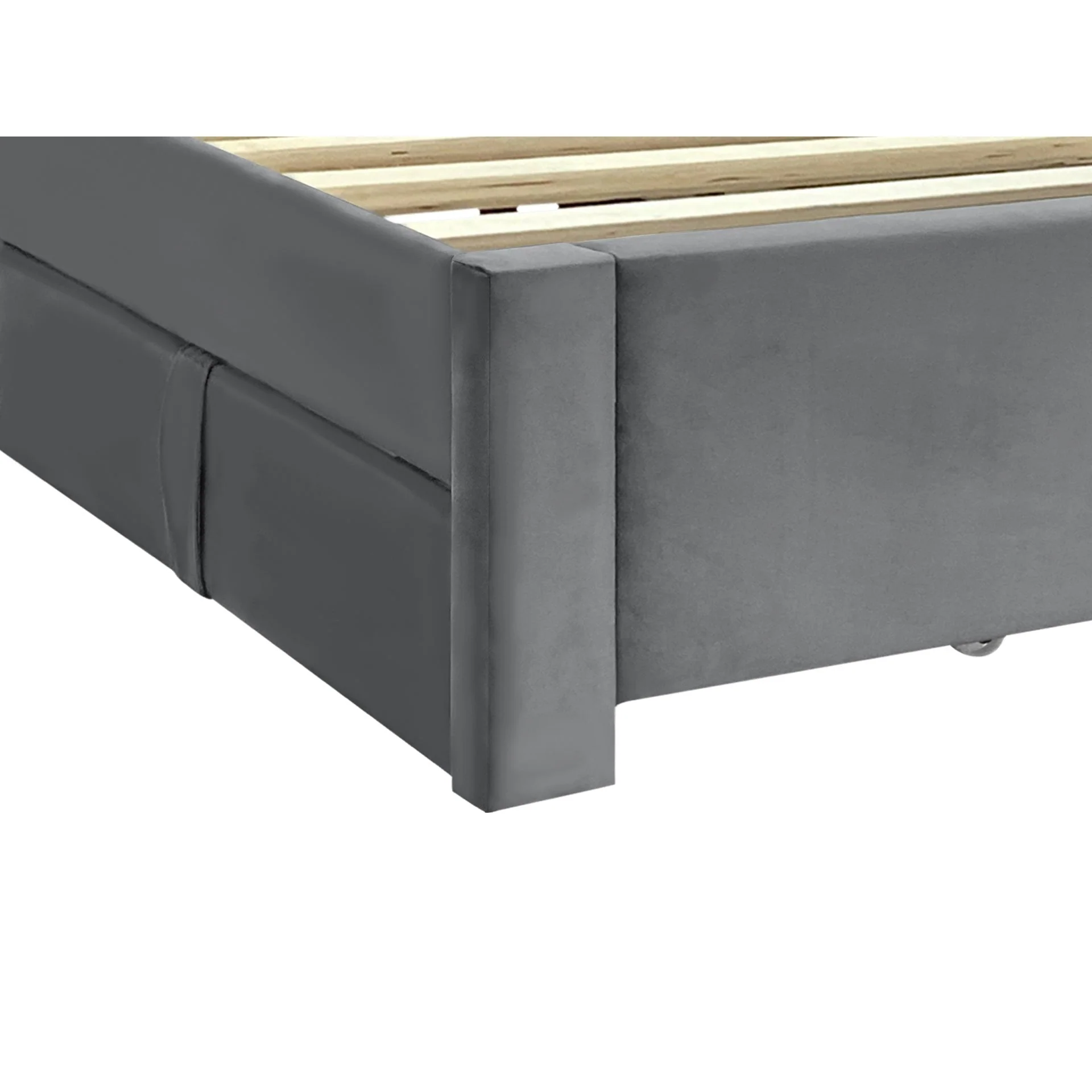 Columbia Velvet Super King Bed Frame with 4 Drawers- Grey - Image 10