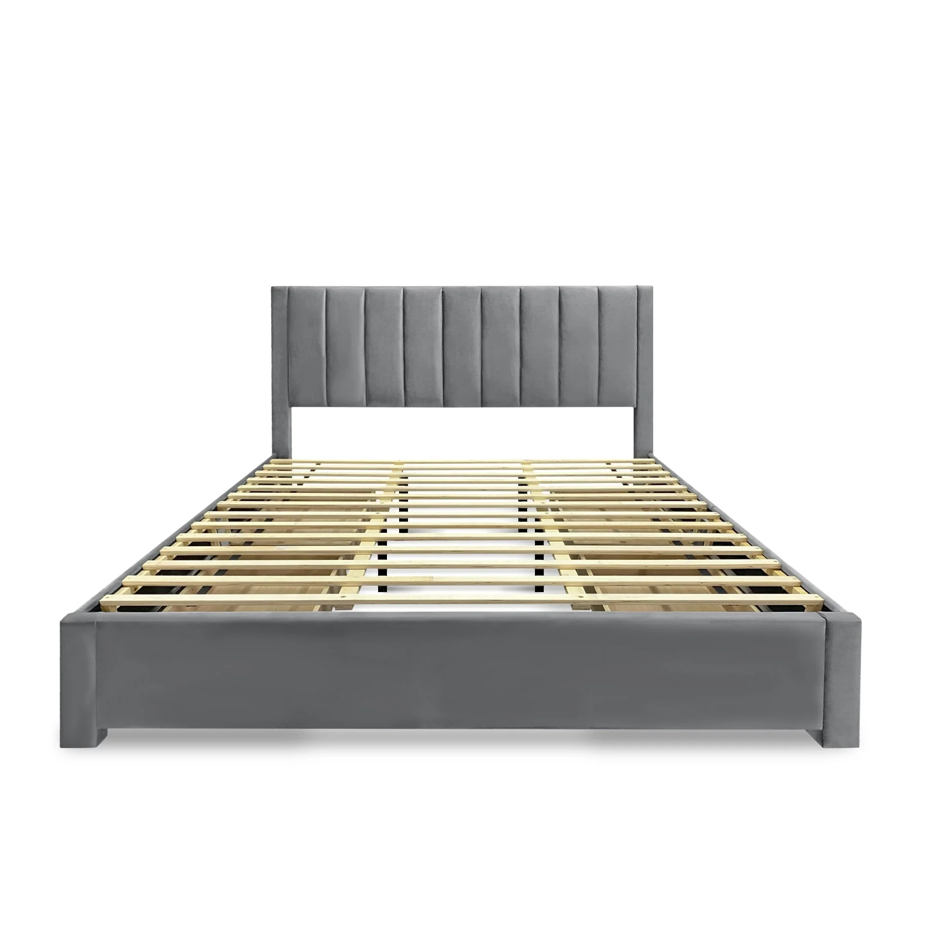 Columbia Velvet Super King Bed Frame with 4 Drawers- Grey - Image 6