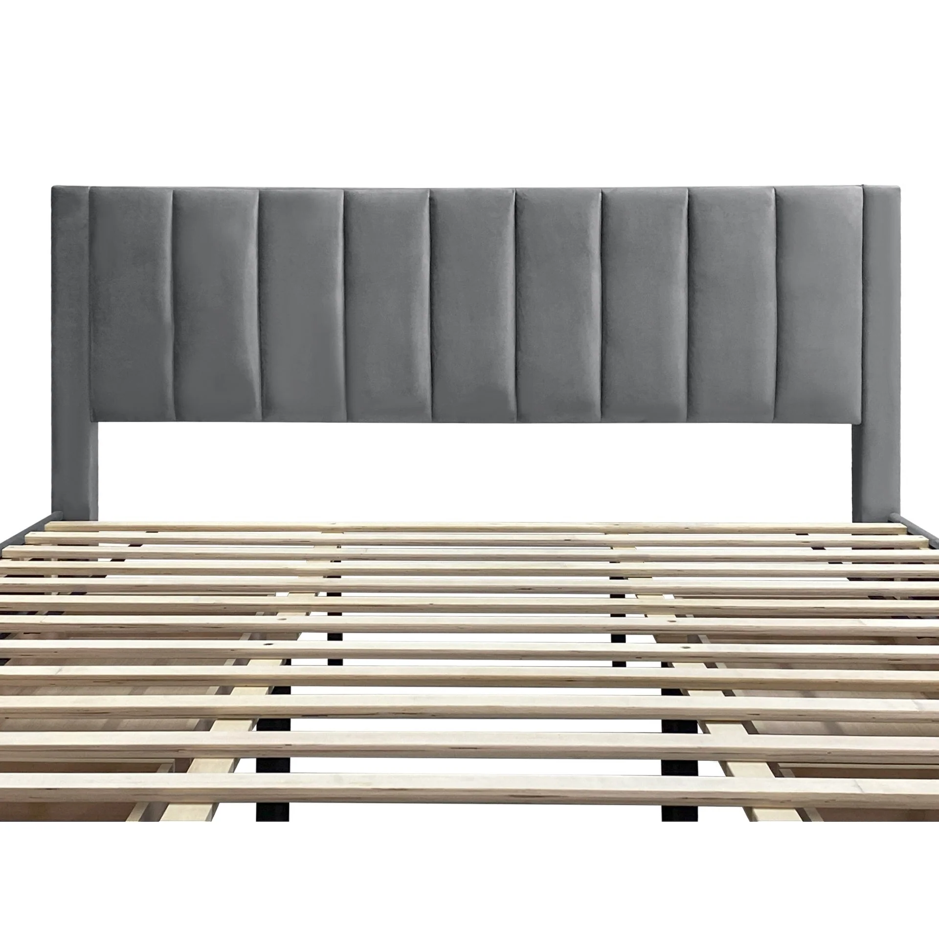 Columbia Velvet Super King Bed Frame with 4 Drawers- Grey - Image 9