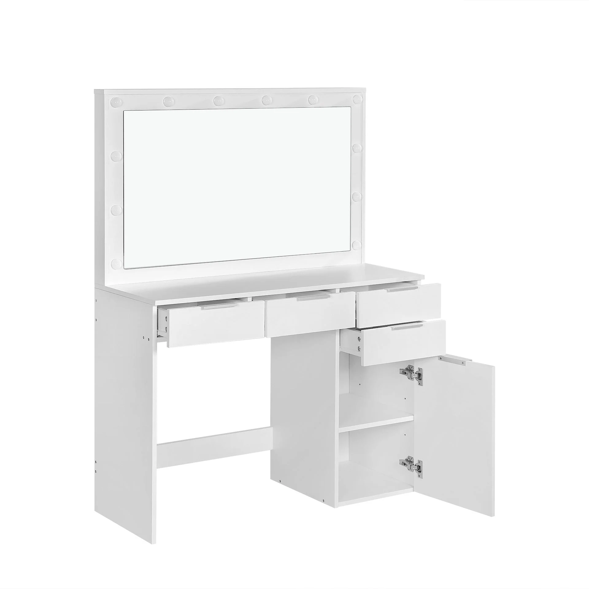 Comfrey 2 Piece Dressing Table with Mirror & Stool Set - White - Image 10